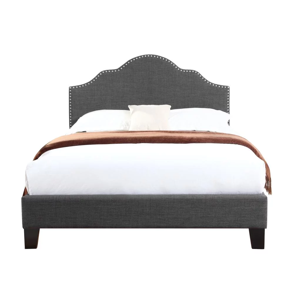 Wallace & Bay Kirby Classic Linen Low Profile Upholstered Bed, Queen, Gray
