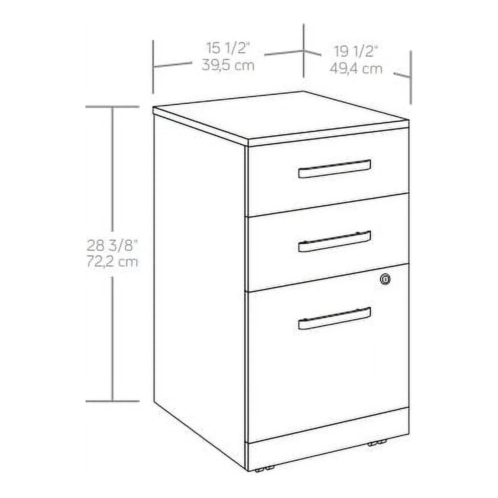 Pemberly Row Engineered Wood 3-Drawer Mobile File in Noble Elm/Brown Finish