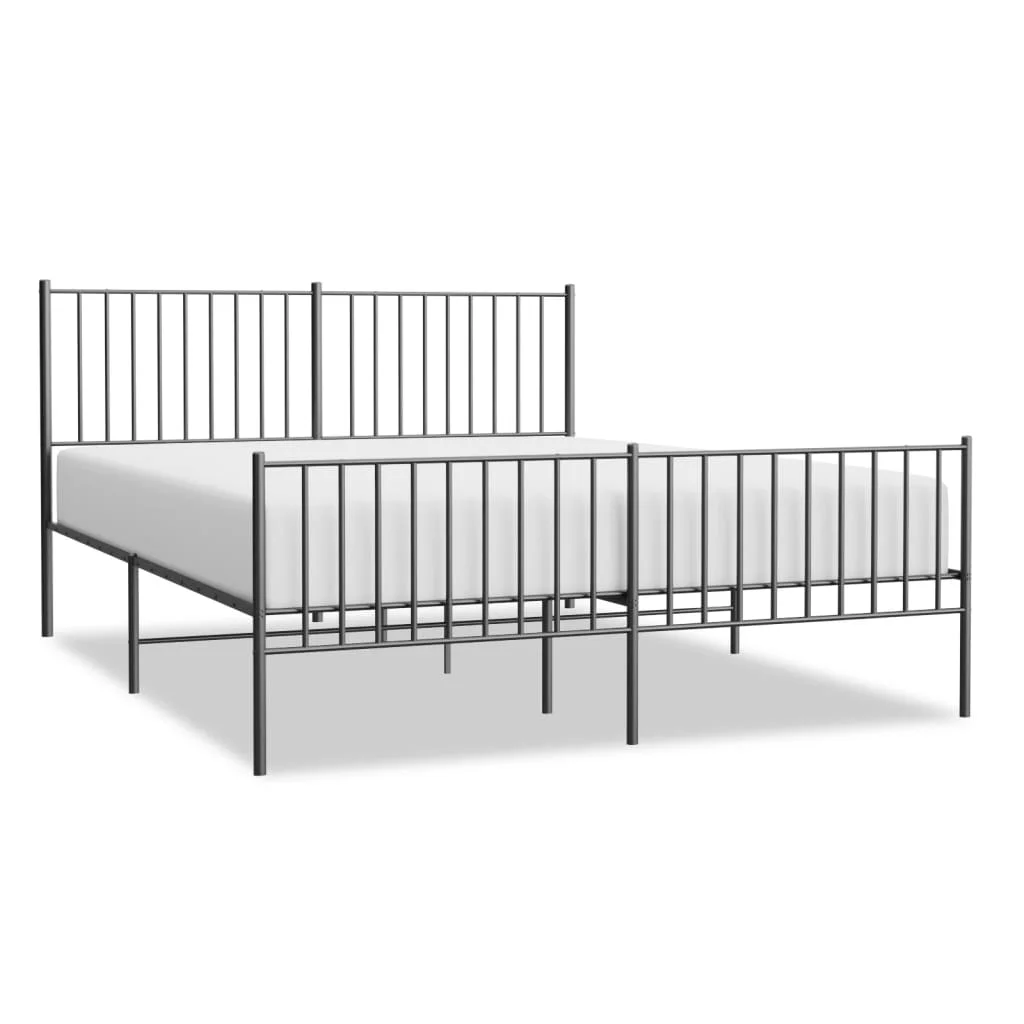 Gecheer Metal Bed Frame with Headboard and Footboard Black 59.8
