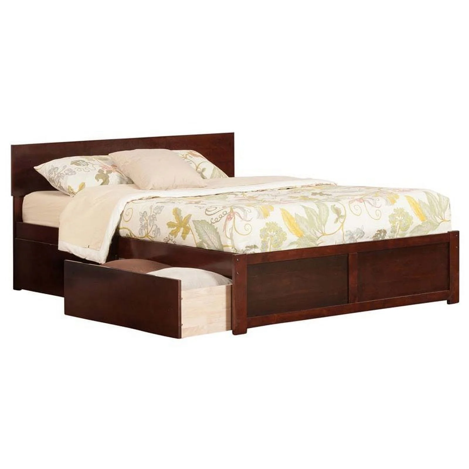 Pemberly Row Contemporary/Modern Hardwood Storage Platform Bed, King, Walnut