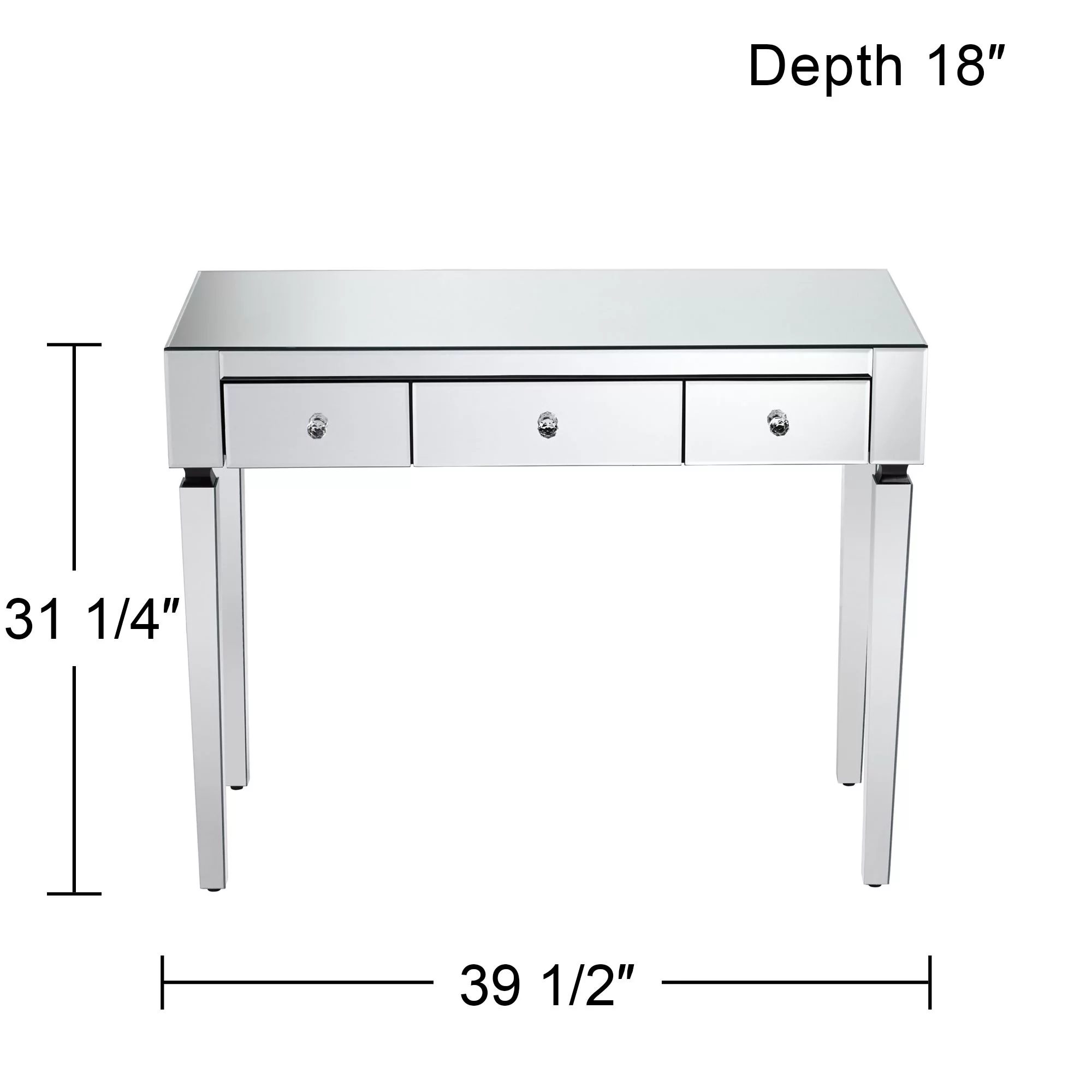 Studio 55D Thea Modern Mirrored Rectangular Desk 39 1/2
