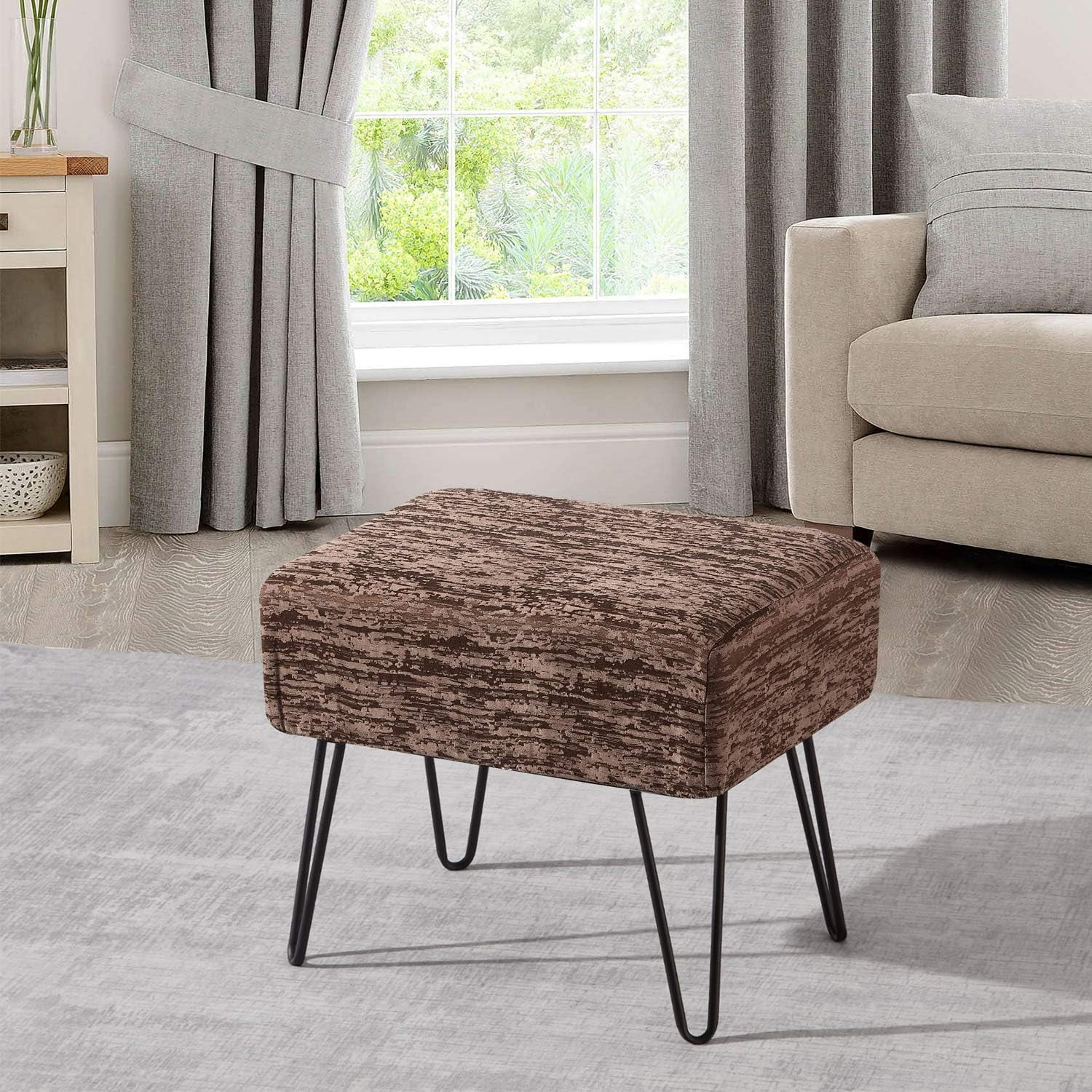 Brown Jacquard Ottoman, 19