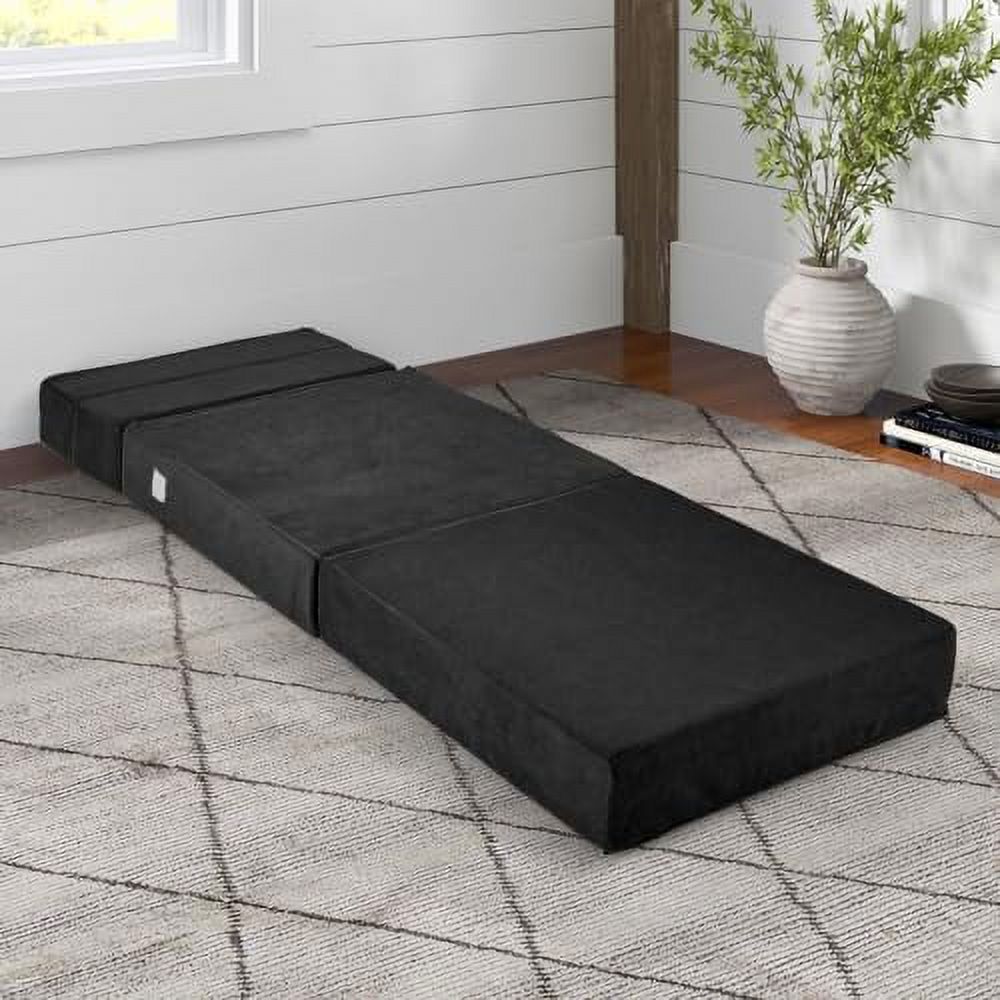 GEROBOOM Tri Folding Sofa Bed  Convertible Sleeper Chair Bed  6" Breathable High-Density Foam Futon Floor Couch Sleeping Mattress  Portable Guest Bed Lazy Couch with Removable & W