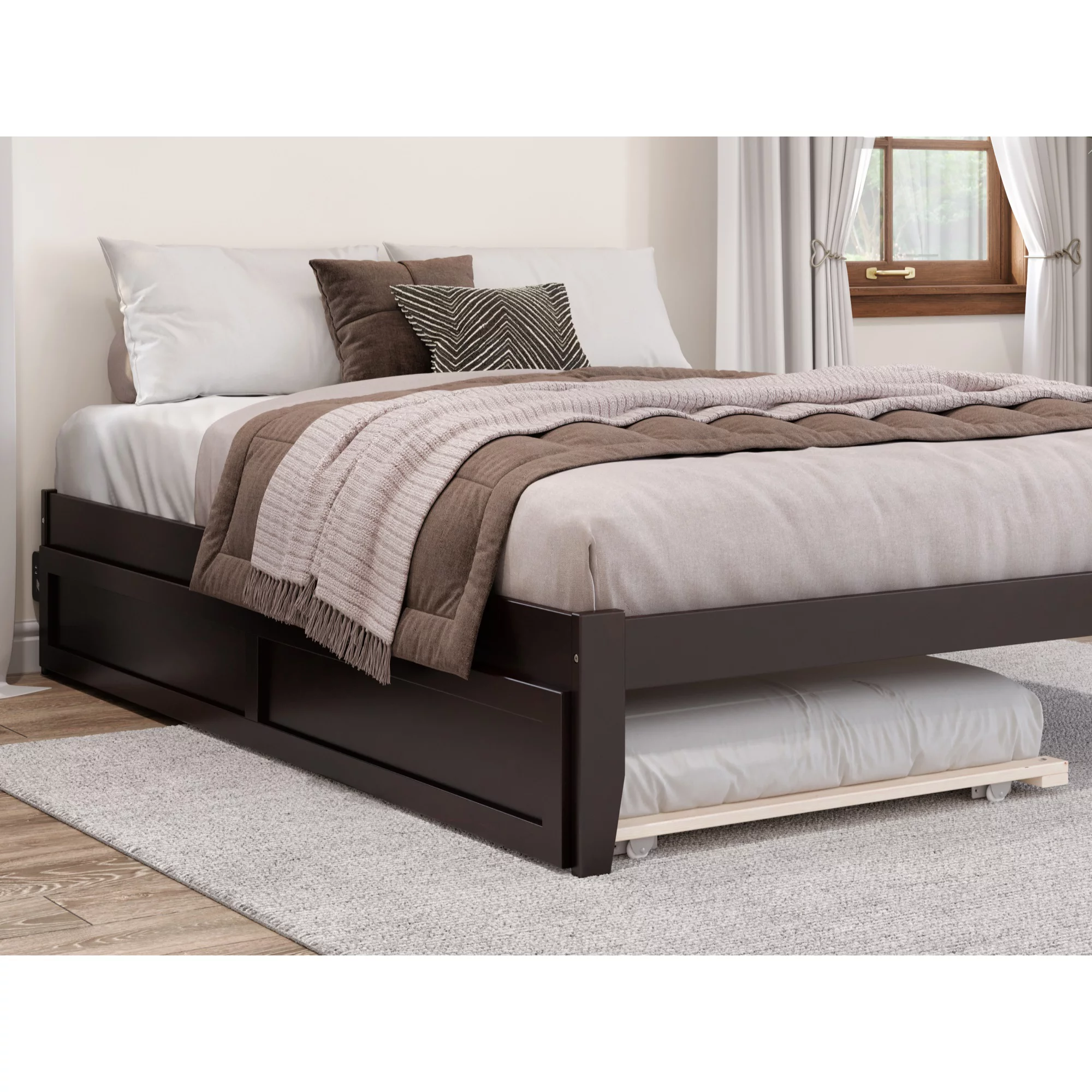 Atlantic Furniture AG8005111 Twin Extra Long Trundle Bed, Espresso