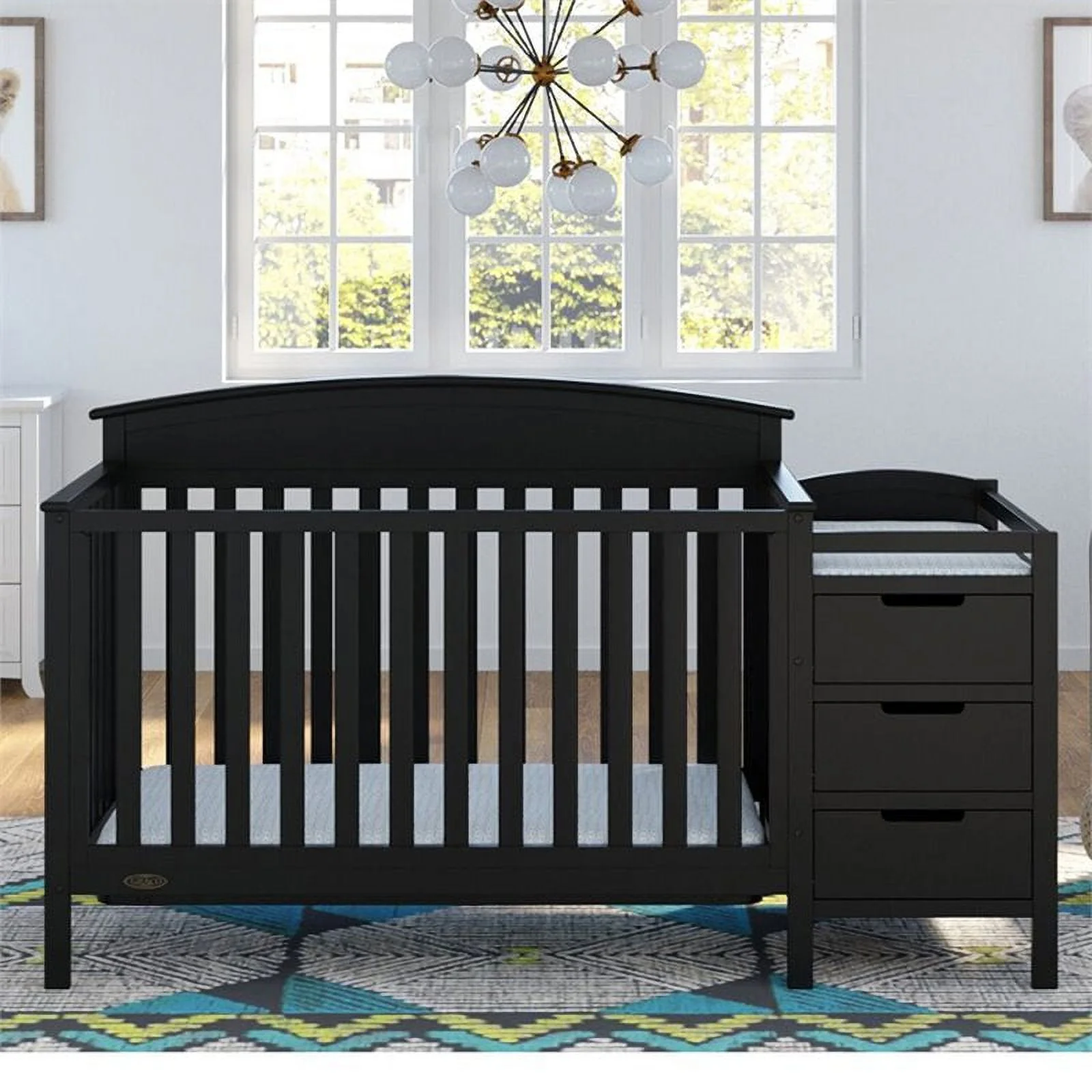 Graco Benton 4-in-1 Convertible Baby Crib and Changer, Black