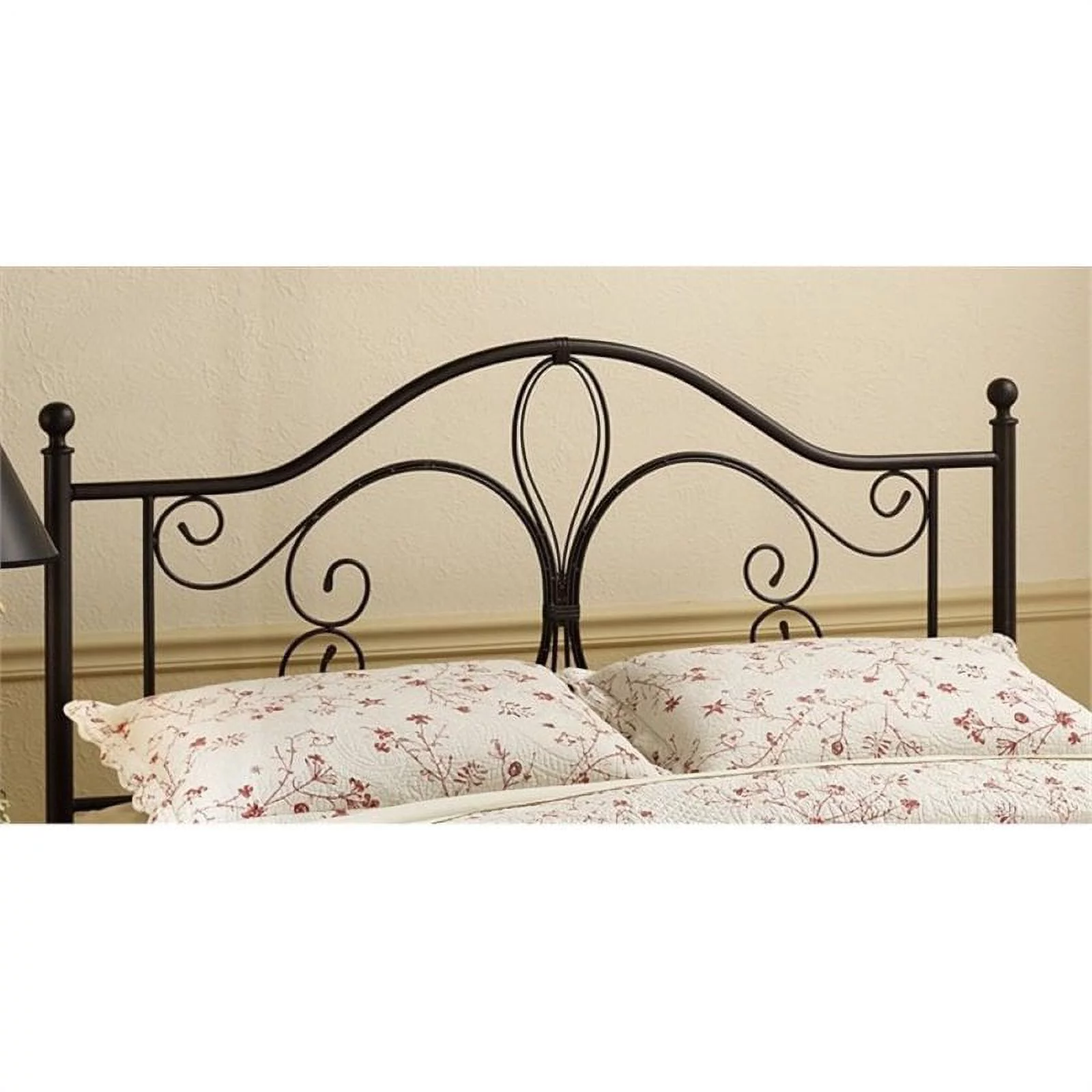 Bowery Hill Metal King Headboard with Rails in Antique Brown