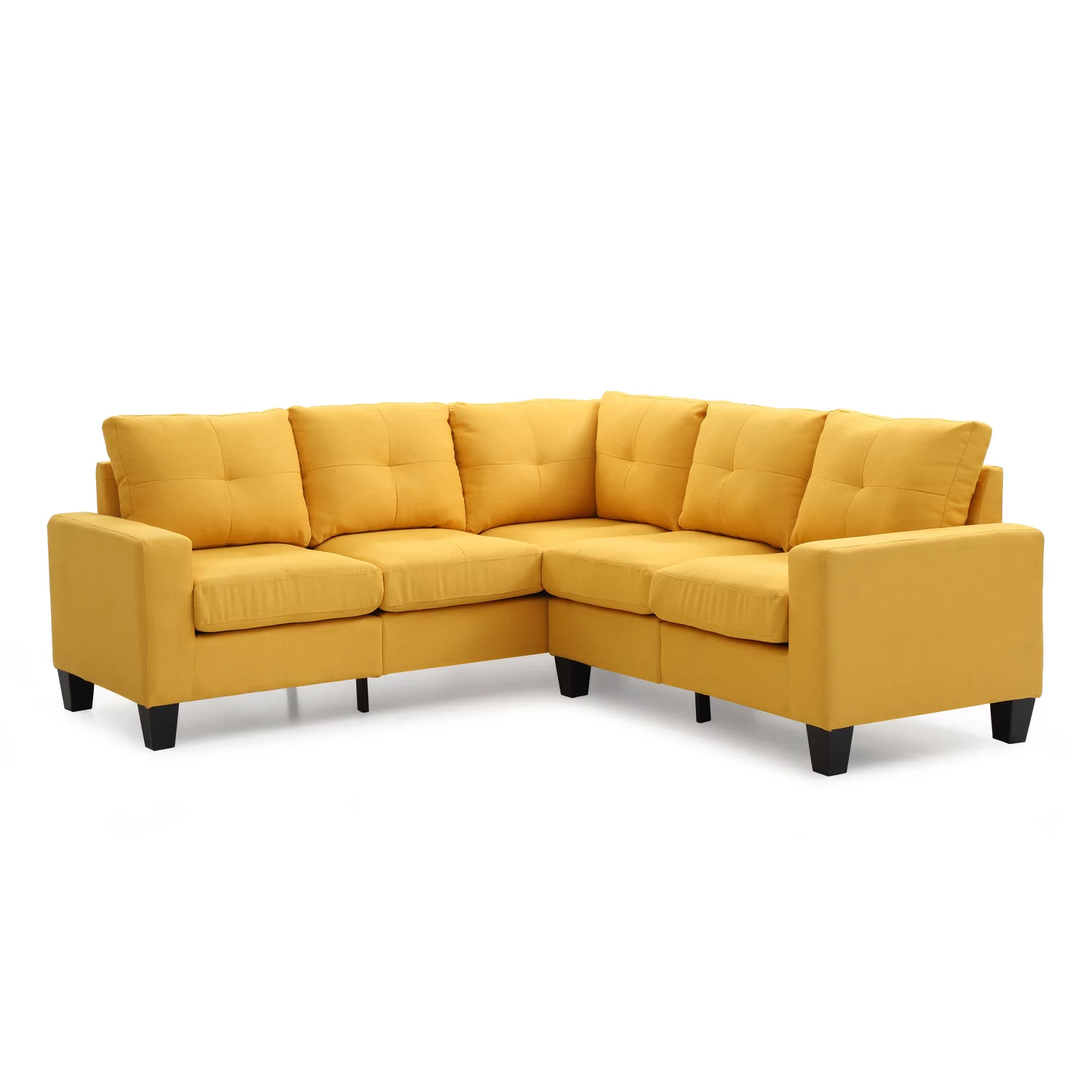 Glory Furniture Newbury Twill Fabric Sectional in Yellow