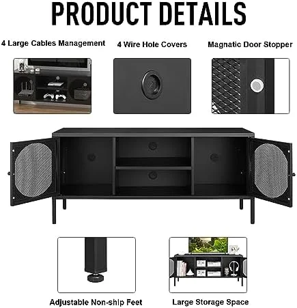 GEROBOOM TV Stand Retro Metal  Cabinet Record Cabinet Cupboard Console Table Entertainment Center with  Cabinet Sideboard Buffet Dresser tv Stand Metal Locker Rustic Media Entertainment C