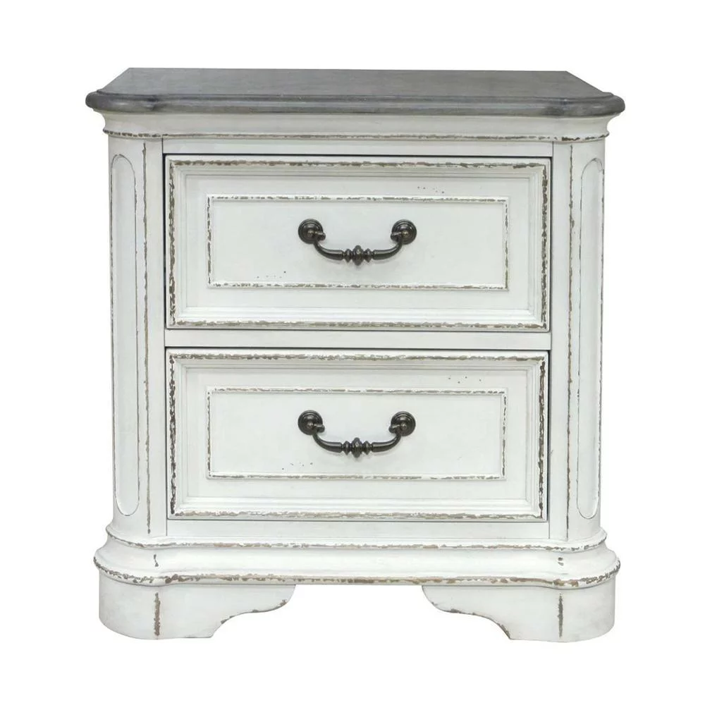 Country Distressed Whitewash Tufted King Bedroom Set 3Pcs McFerran B738 Classic