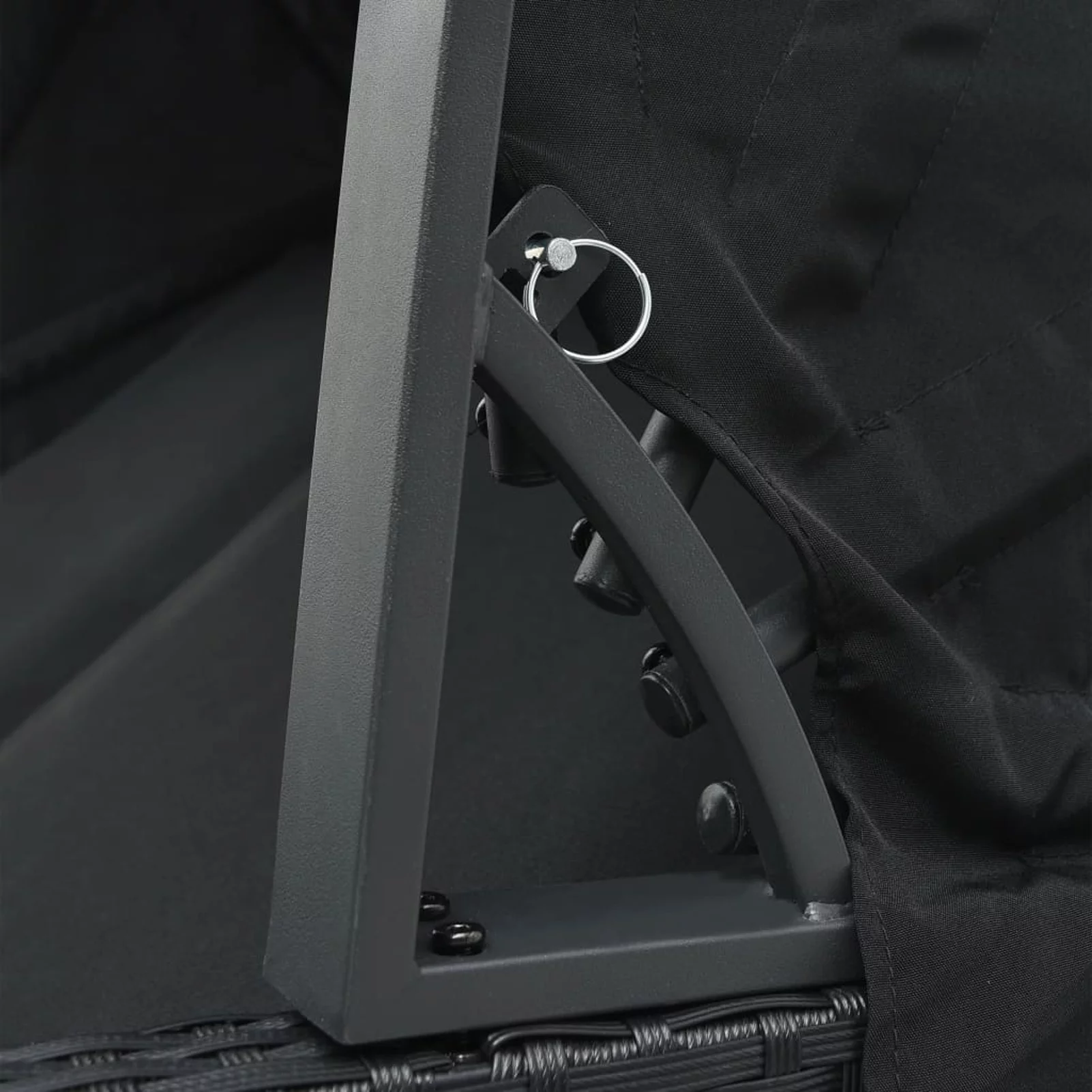 Andoer 2-Person Sun Lounger with Canopy Poly Rattan Black