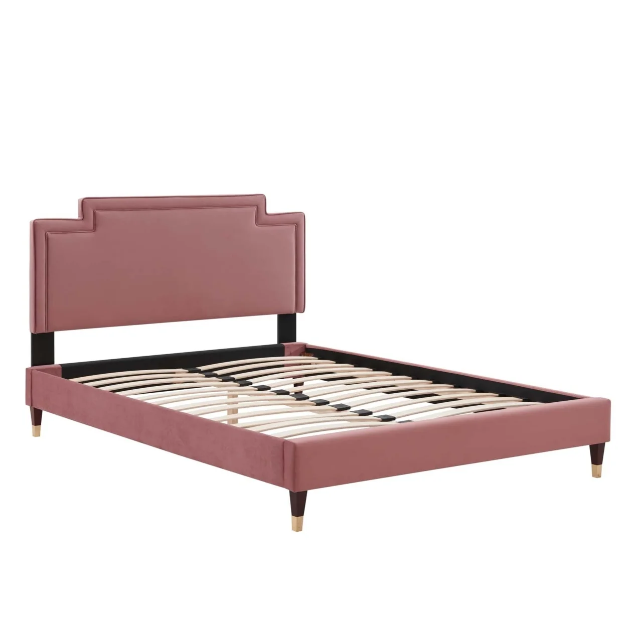 Modway Liva Performance Velvet King Bed in Dusty Rose