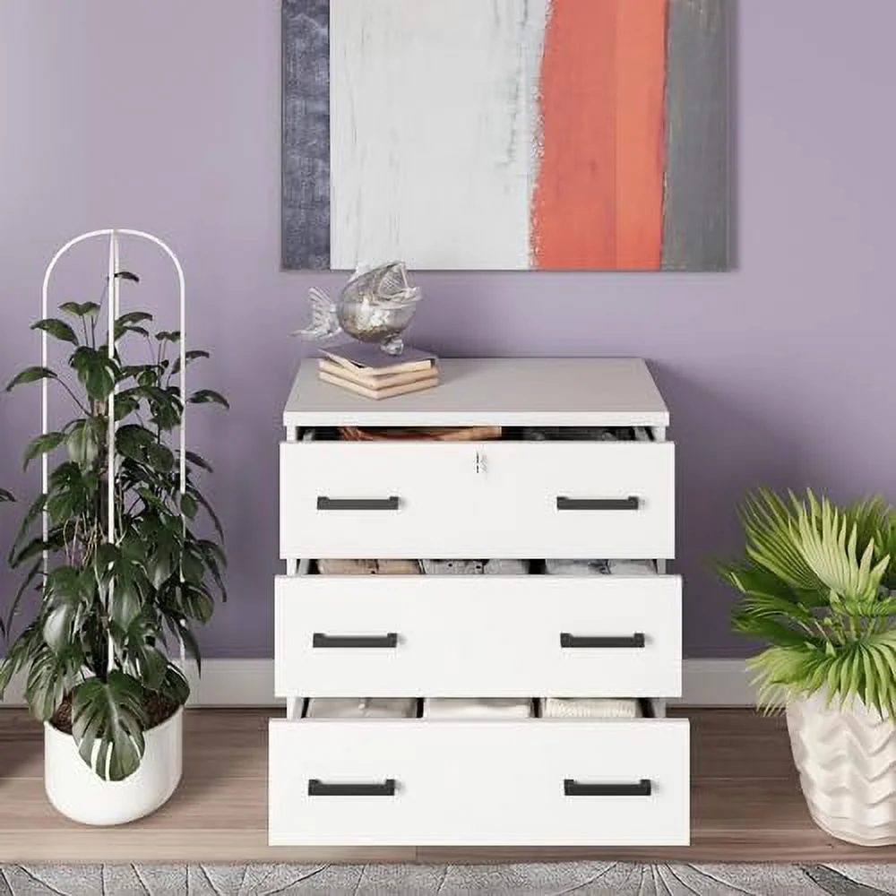 RUNFAYBIU Woodpeckers And Mattress Cindy Wooden 3 Drawer Chest Bedroom Dresser (White)