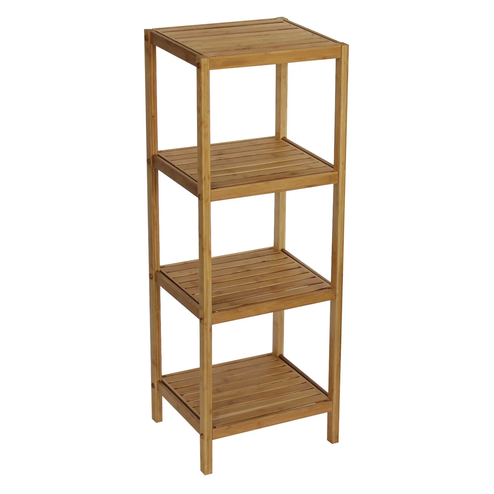 Gallerie Decor Natural Spa 4-Shelf Transitional Bamboo Tower in White