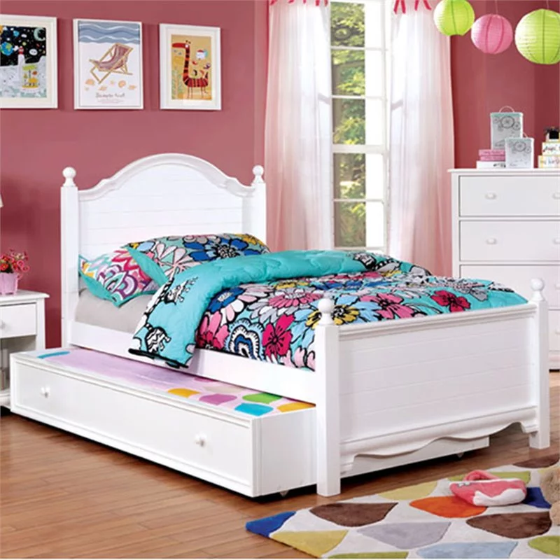 Bowery Hill Transitional Solid Wood/Wood Veneer/MDF Full Panel Kids Bed in White