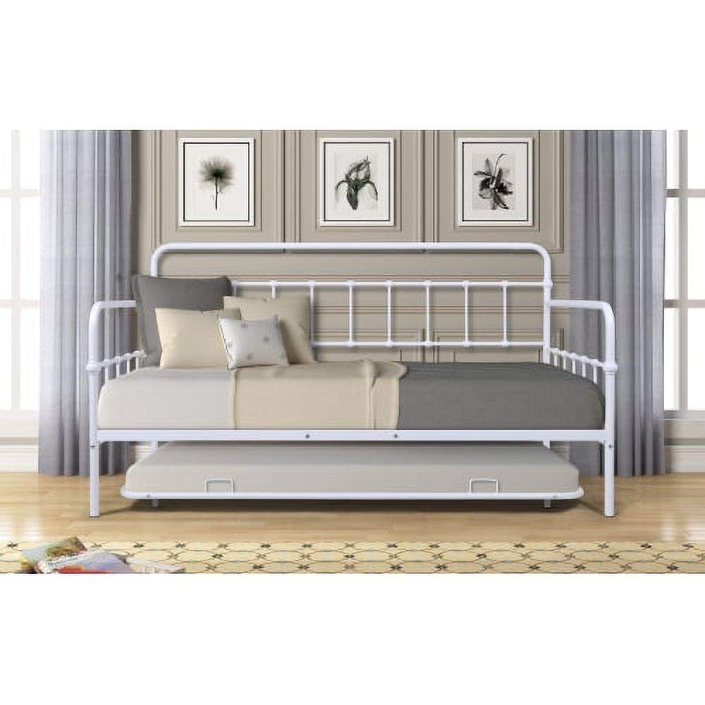 Metal Frame Daybed with trundle - White