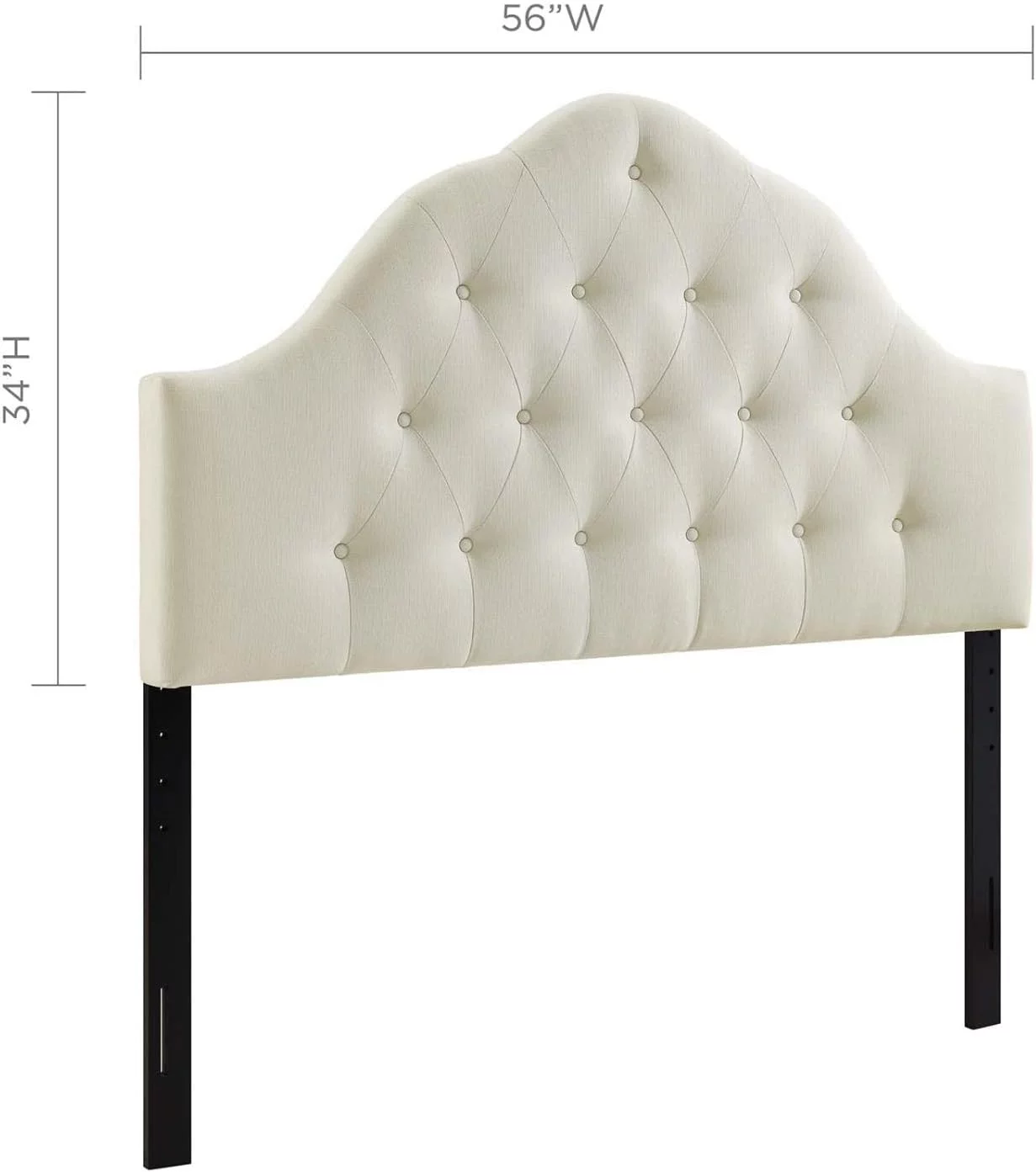 Sovereign Tufted Button Linen Fabric Upholstered Full Headboard In Ivory