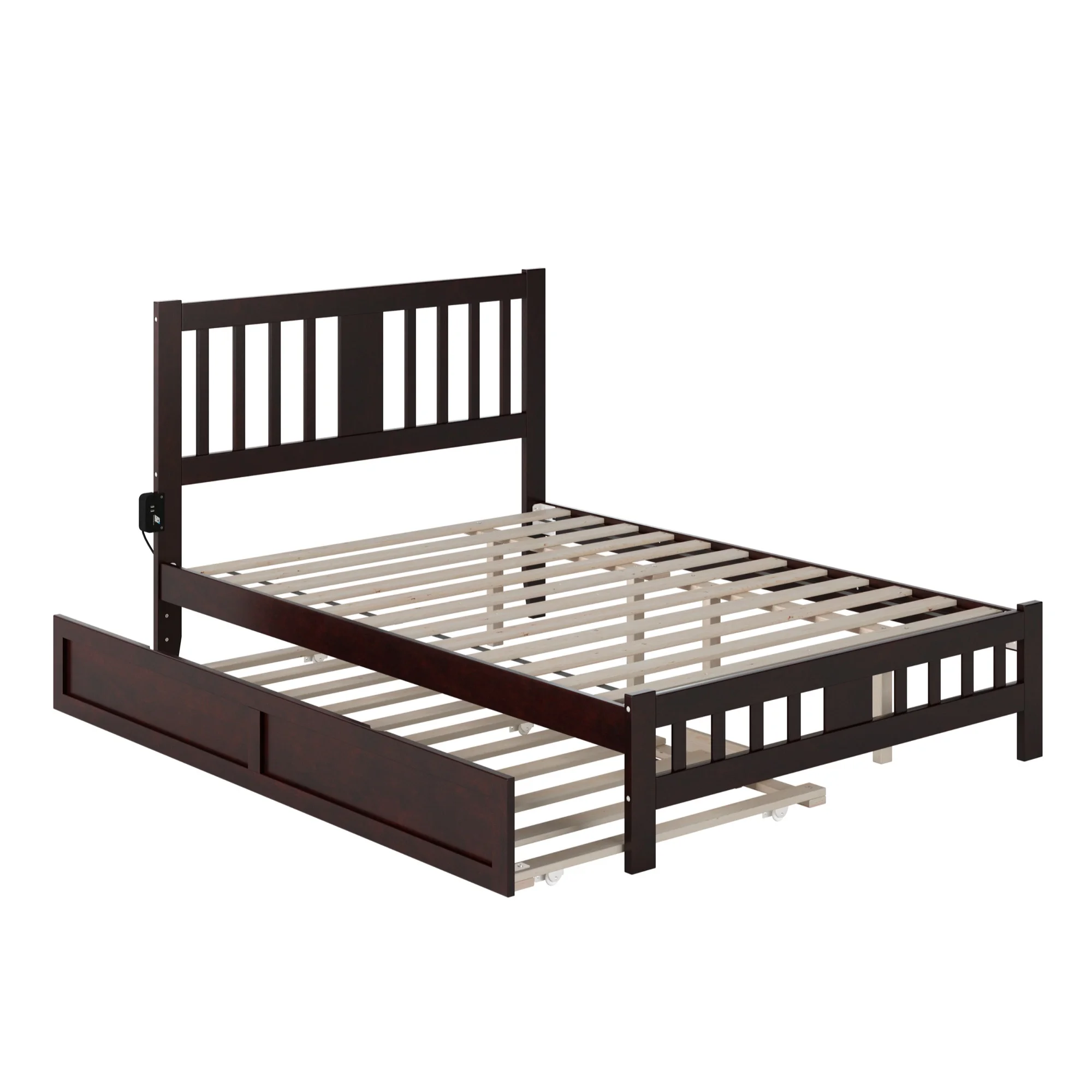 AFI Tahoe Solid Wood Full Bed with Footboard and Twin Trundle in Espresso