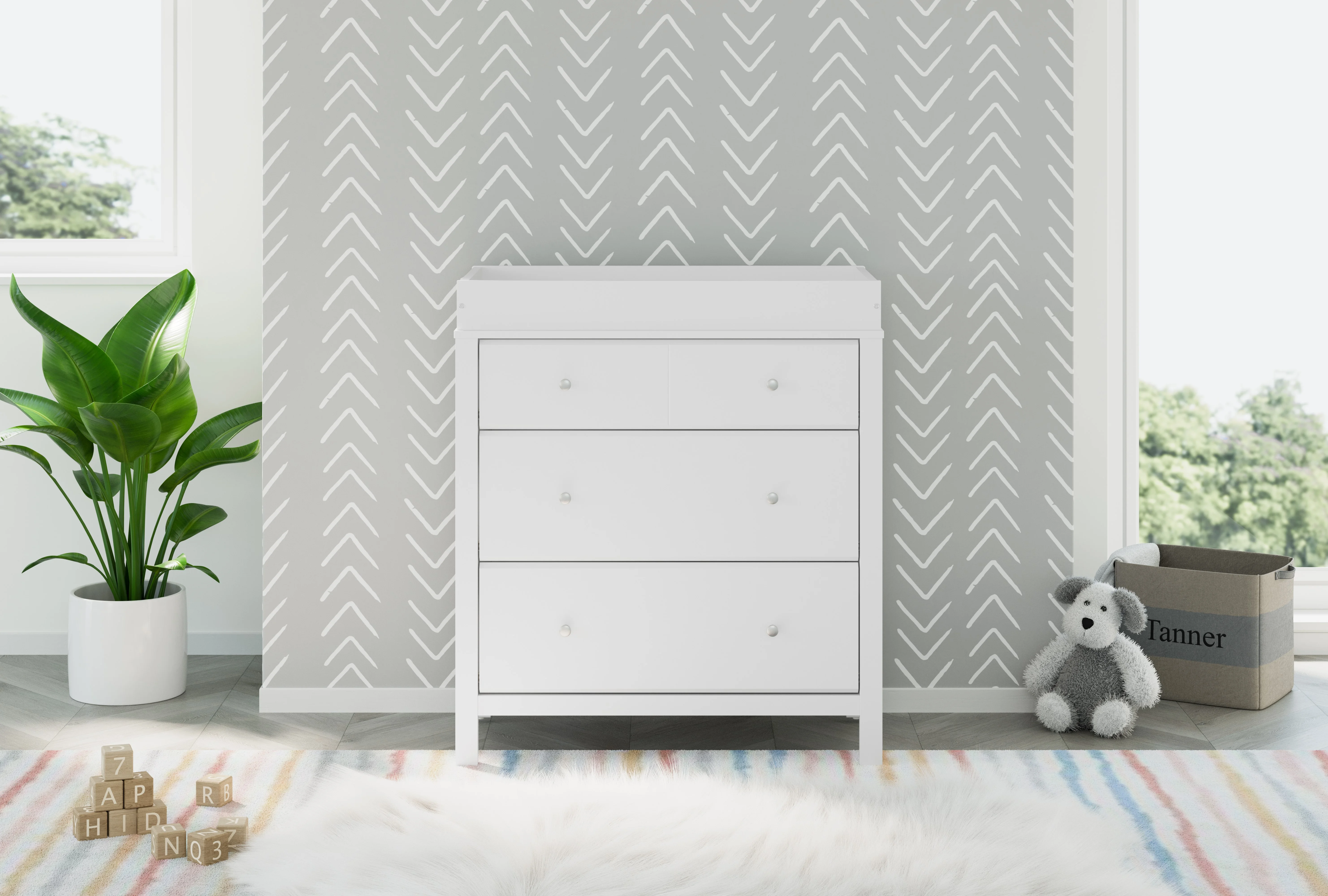 Storkcraft Horizon 3 Drawer Modern Changing Dresser White