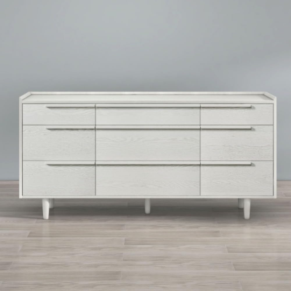 Modern Style Wood Grain 9 Drawers with Solid Wood Legs, Suitable for Storage Areas in Bedrooms, Kitchens, Living Rooms, and Restaurants