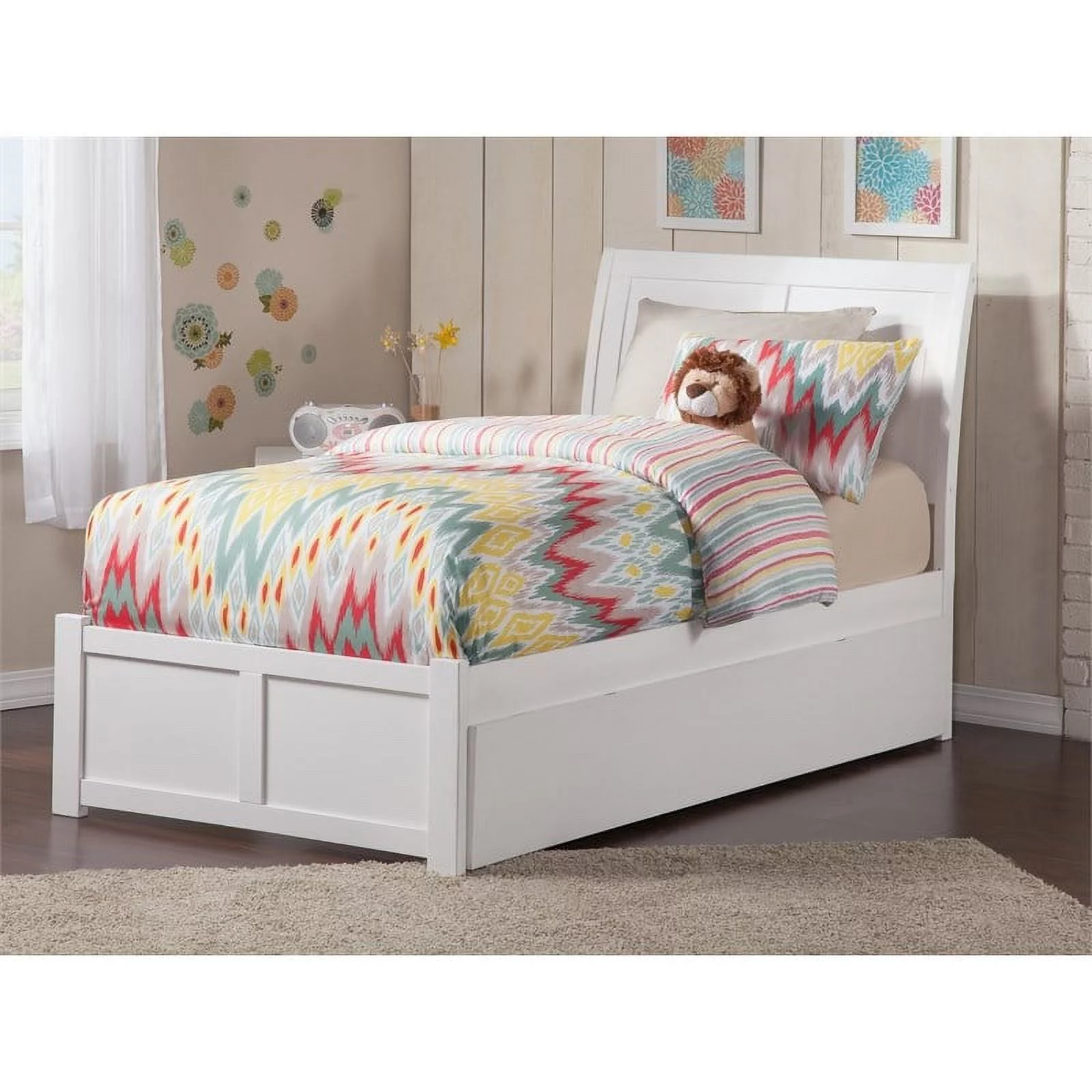 Rosebery Kids Urban Twin Trundle Platform Bed in White