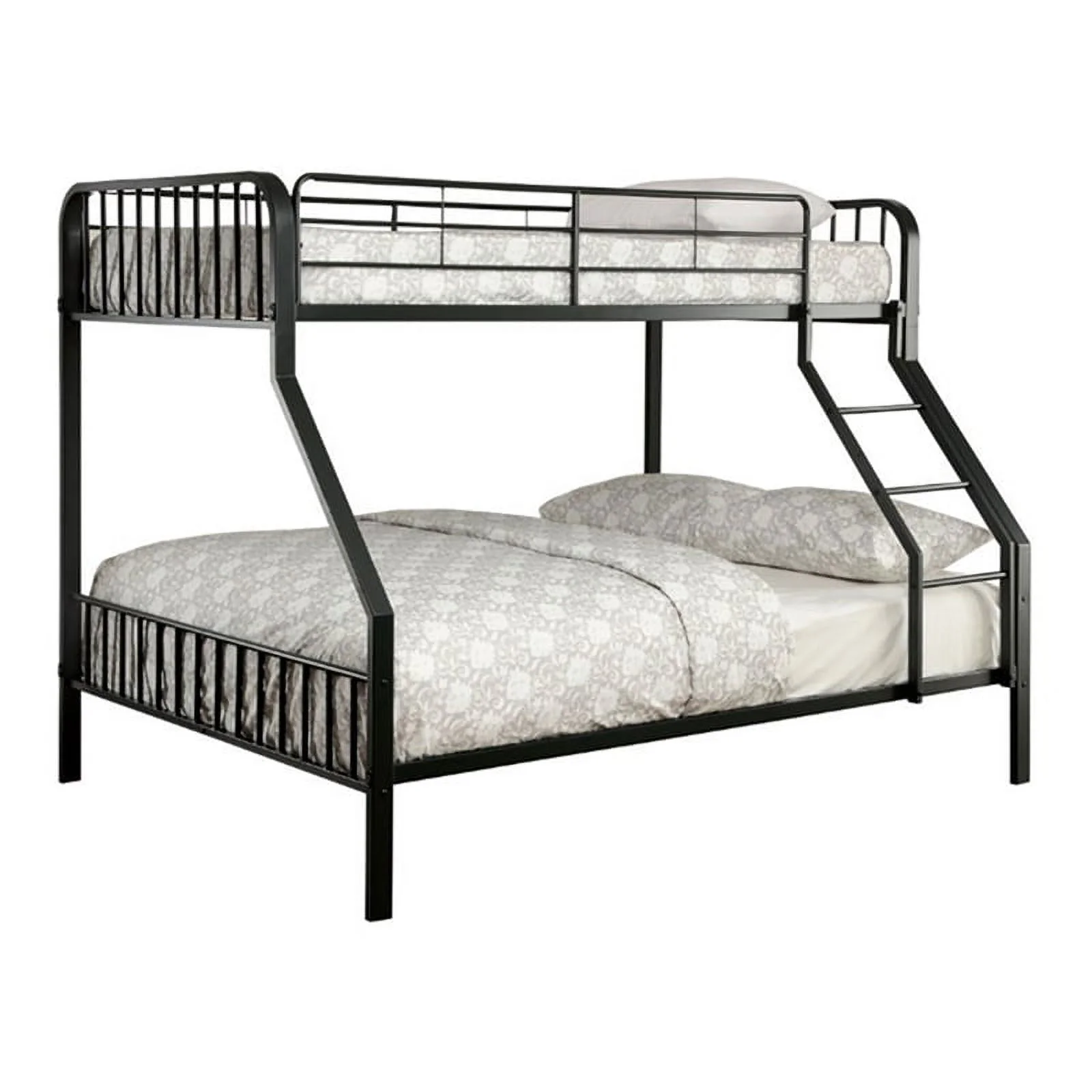 Bowery Hill Contemporary Metal Twin Over Full Slat Bunk Bed in Black
