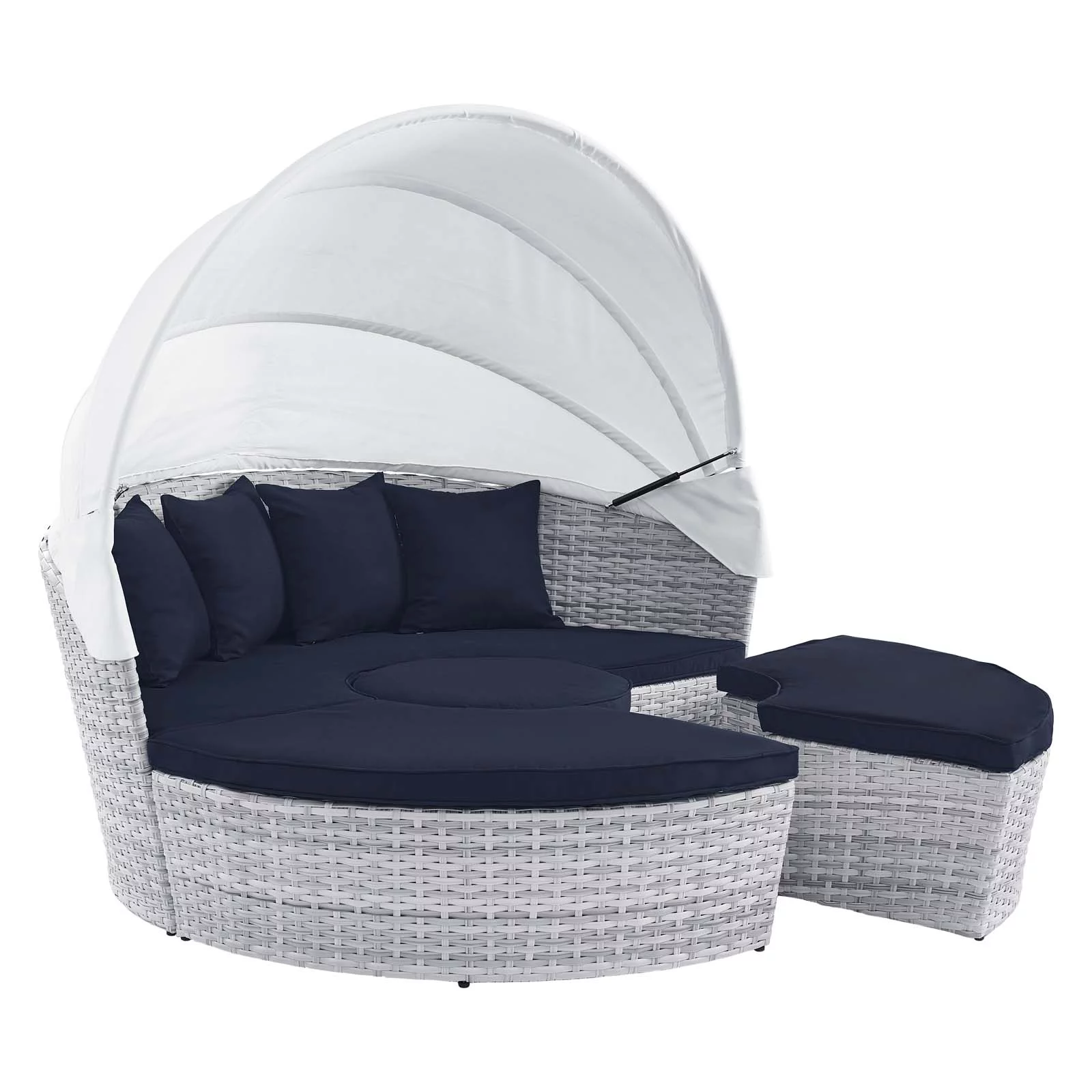 Modway Scottsdale Canopy Outdoor Patio Daybed in Light Gray Navy