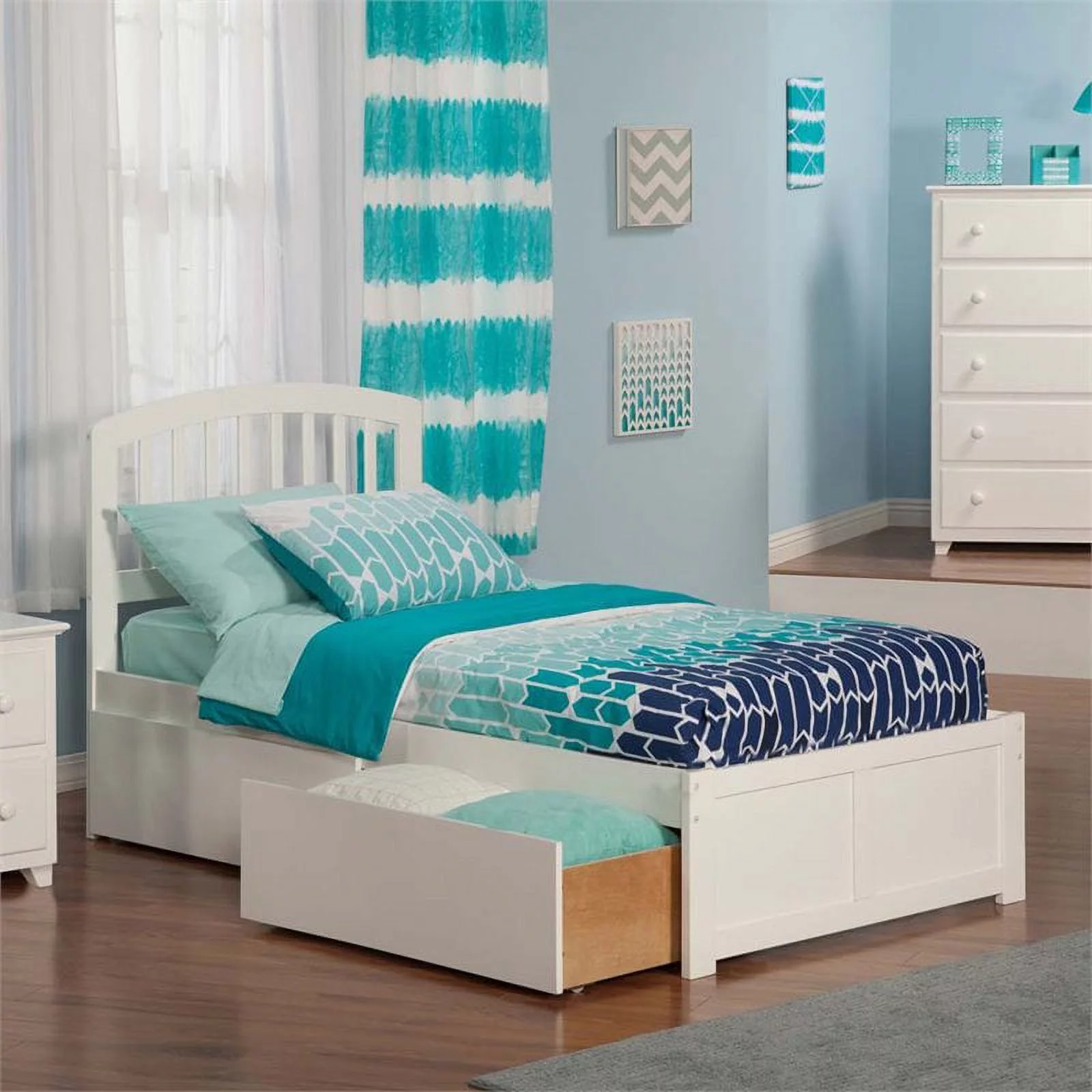 Leo & Lacey Twin XL Storage Platform Bed in White