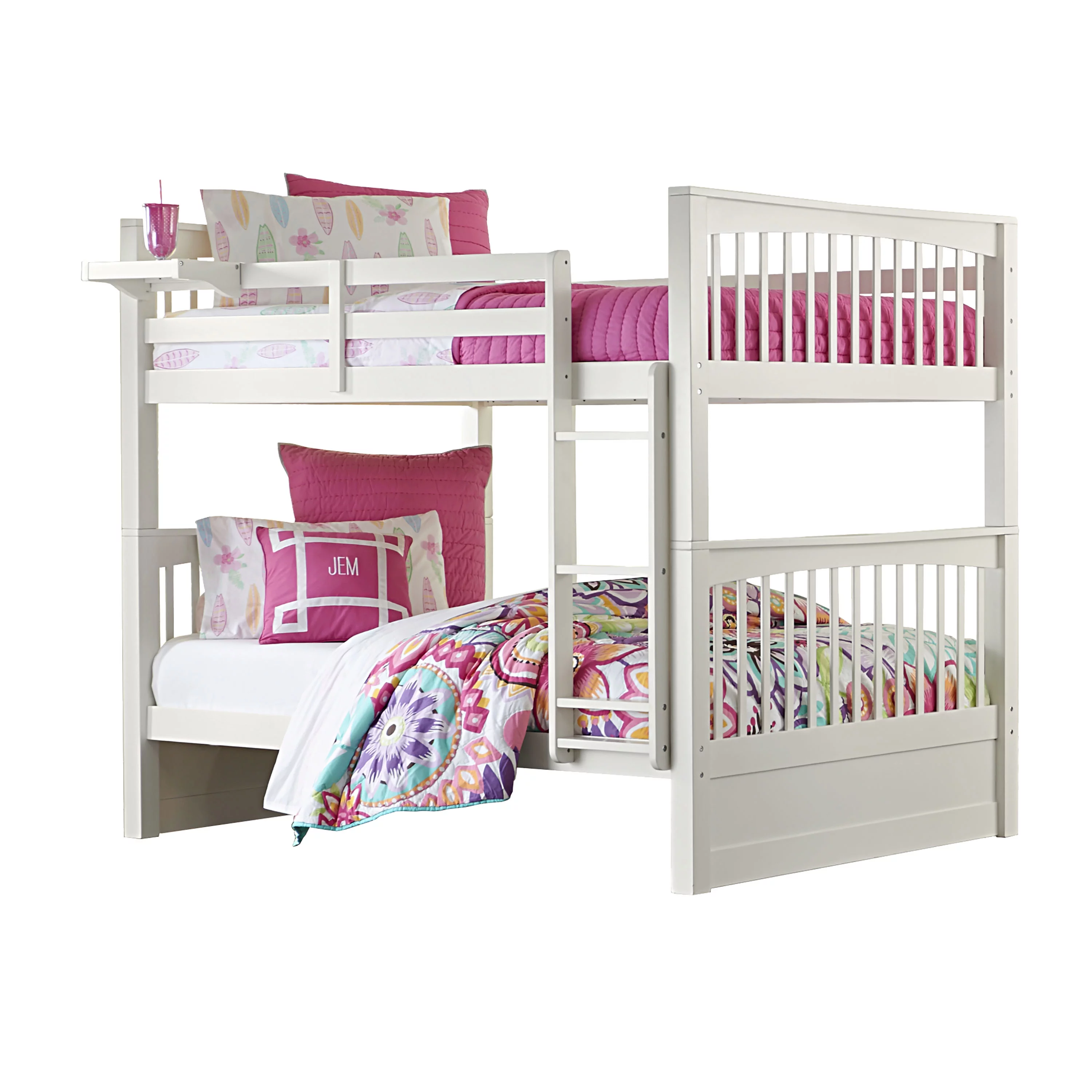 NE Kids Pulse Full Over Full Slat Bunk Bed in White