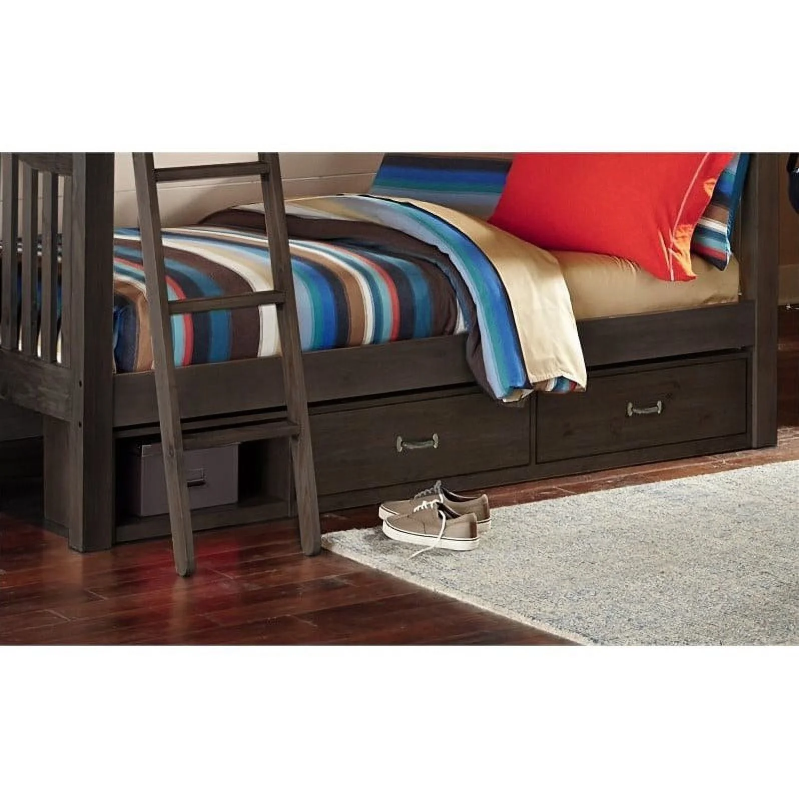 Pemberly Row Full Over Full Wooden Storage Bunk Bed in Espresso