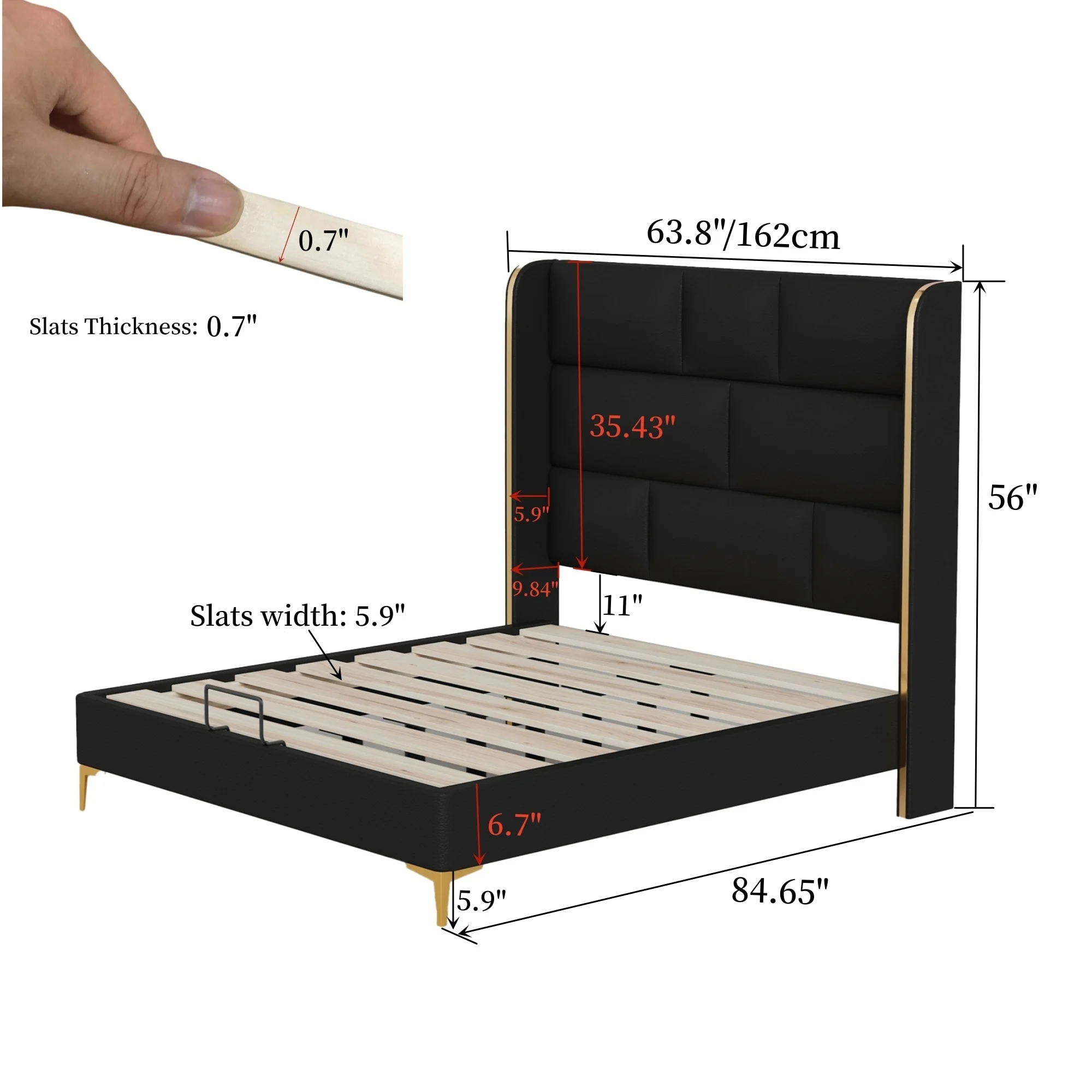 Upholstered Platform Bed with 56