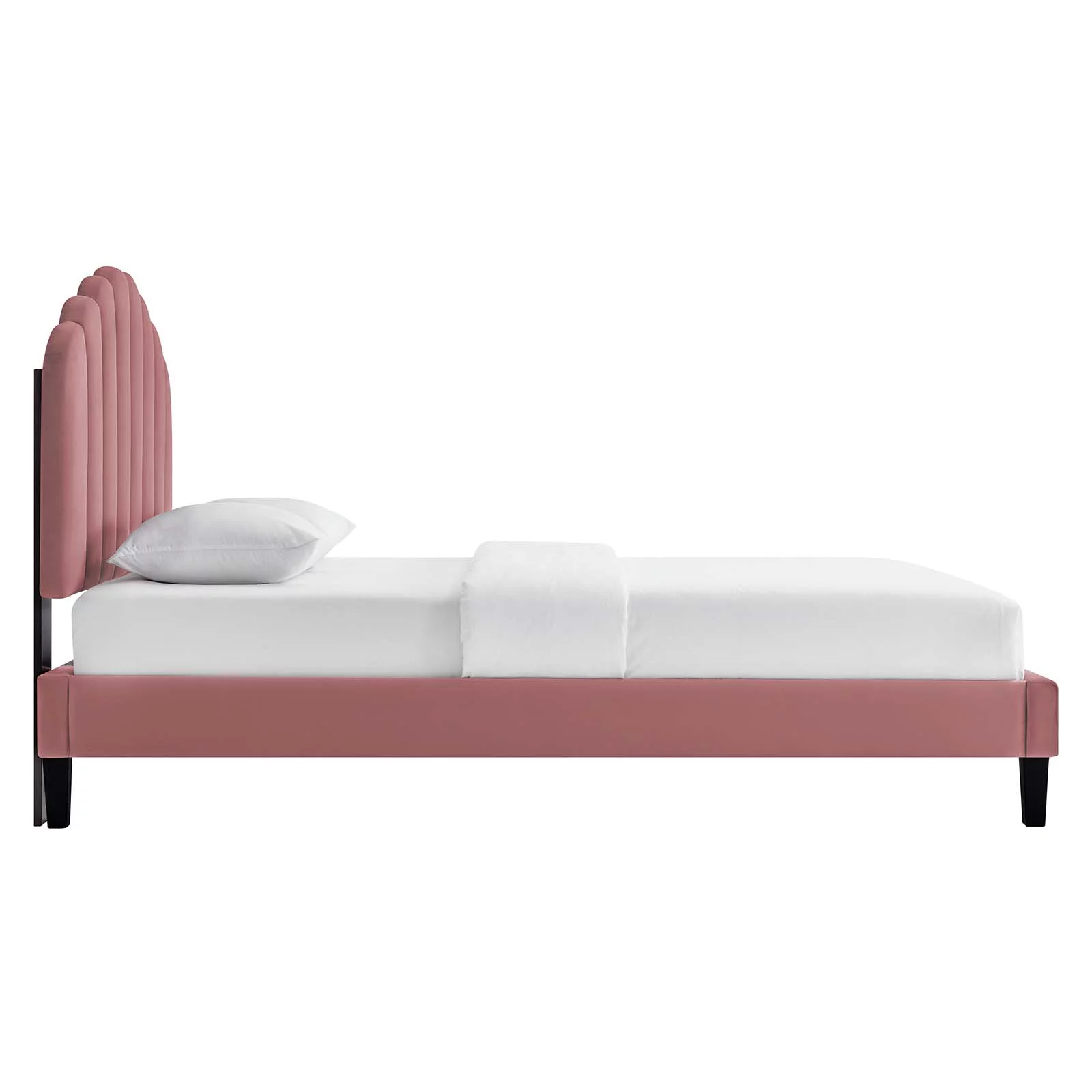 Modway Daisy Modern Performance Velvet Full Platform Bed in Dusty Rose Pink