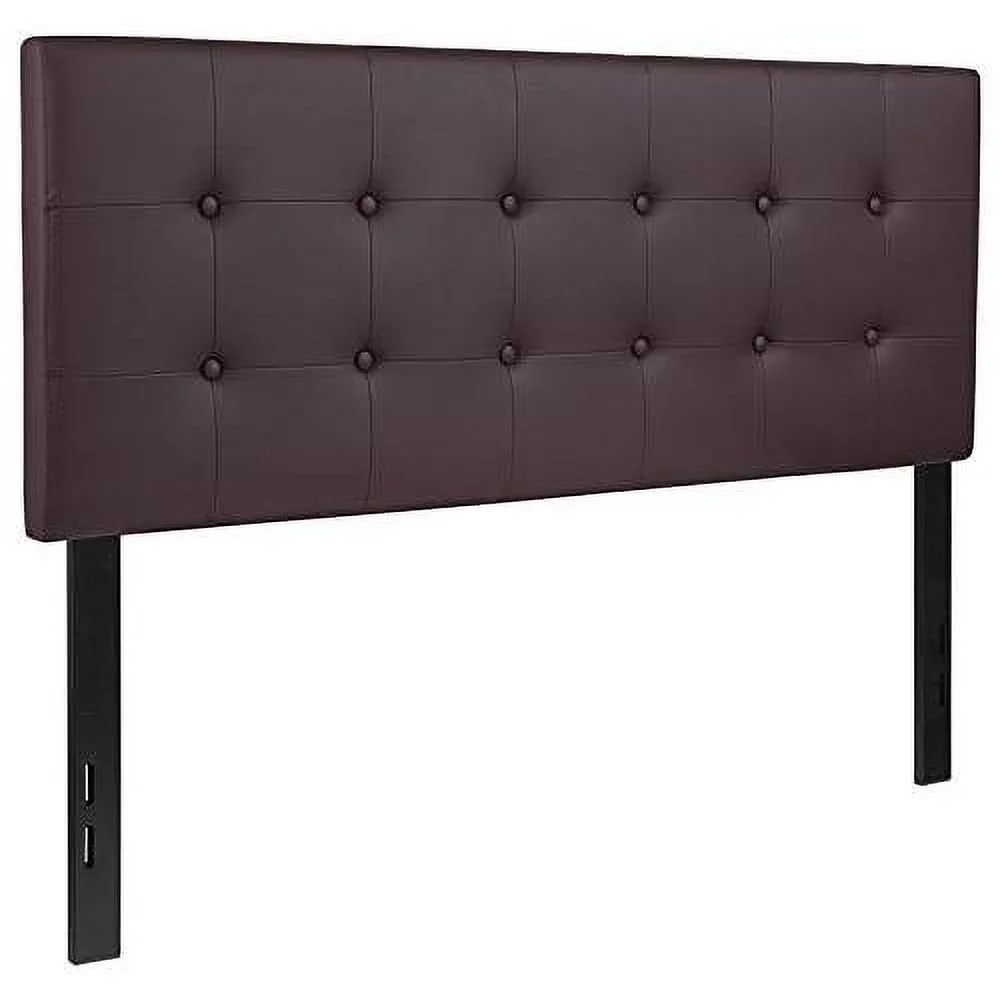 Tufted Upholstered Full Size Headboard In Brown Vinyl 56.5