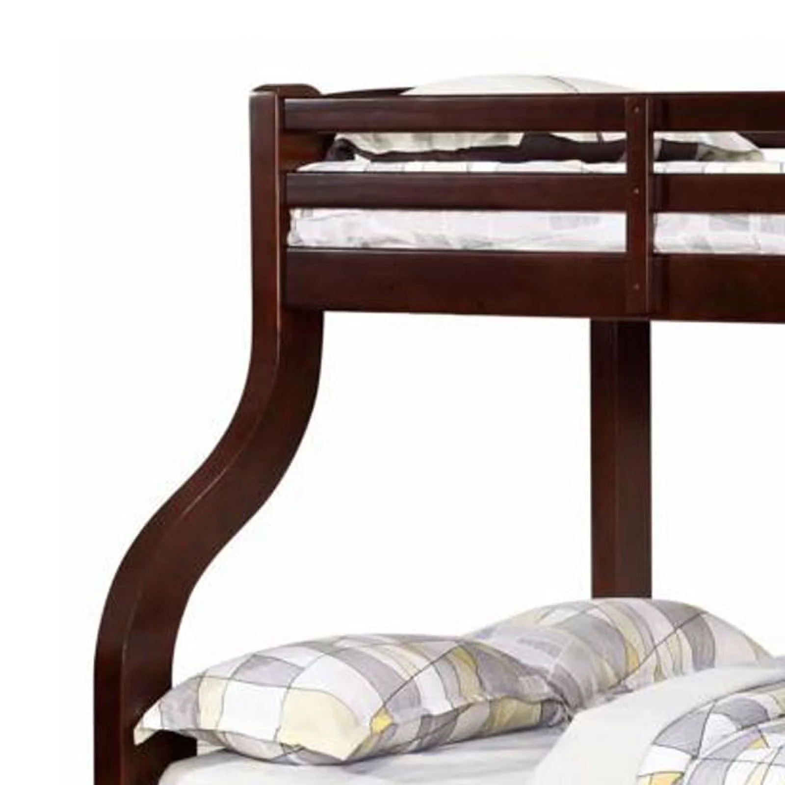 Curved Wood Design Twin And full Bunk Bed, Brown- Saltoro Sherpi