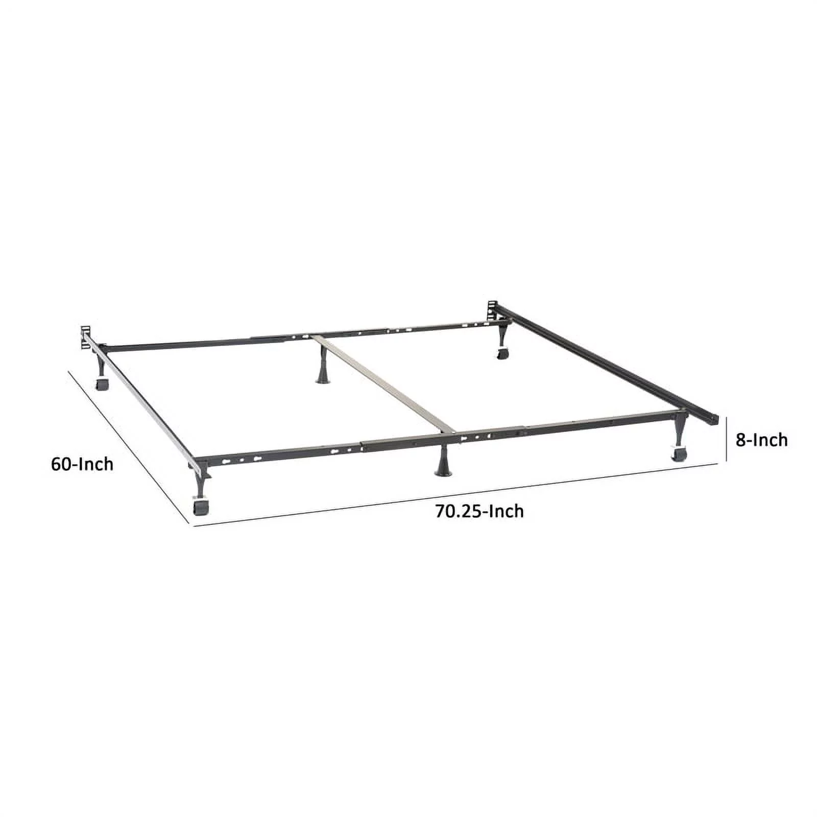 Akz Multisize Bed Frame for Q K CK Six Metal Legs Rolling Caster Wheels- Saltoro Sherpi