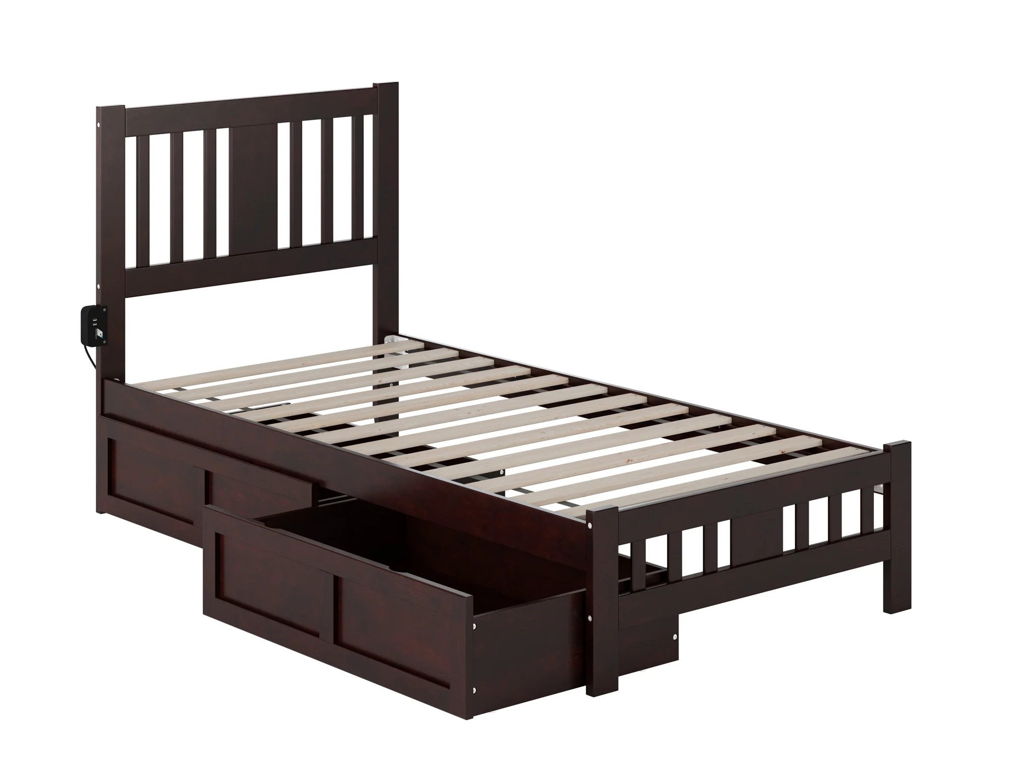 AFI Tahoe Twin Wood Platform Bed with Headboard Footboard & 2 Storage Drawers, Espresso