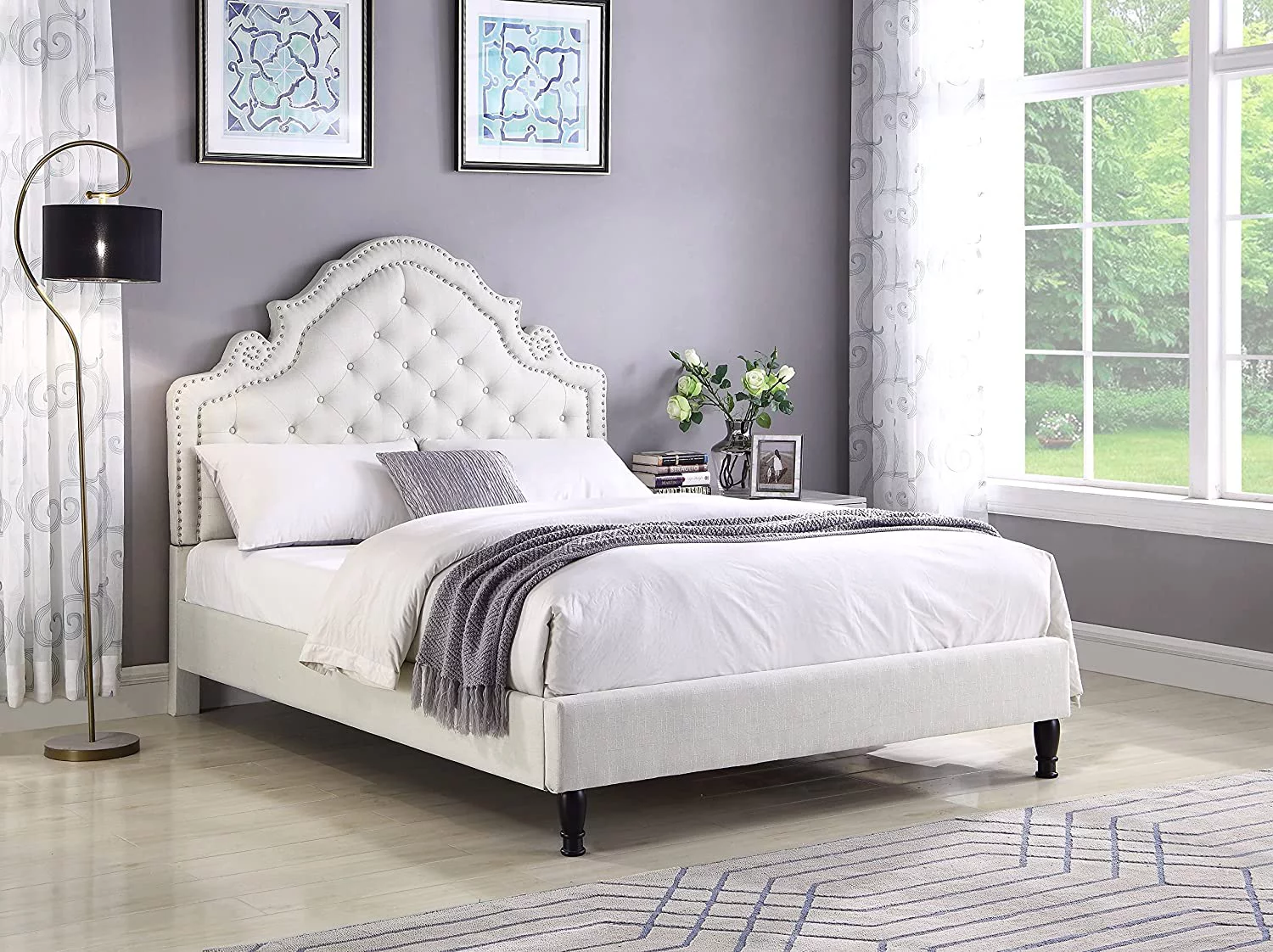 Full Upholstered Platform Bed Frame with 53