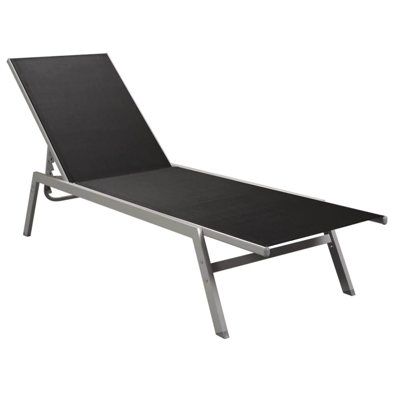 Dcenta Sun Lounger Backrest Adjustable Garden Chaise Lounge Chair Steel and Textilene Black for Poolside, Patio, Balcony, Outdoor Furniture 78.7 x 22.8 x 12.6 Inches (L x W x H)