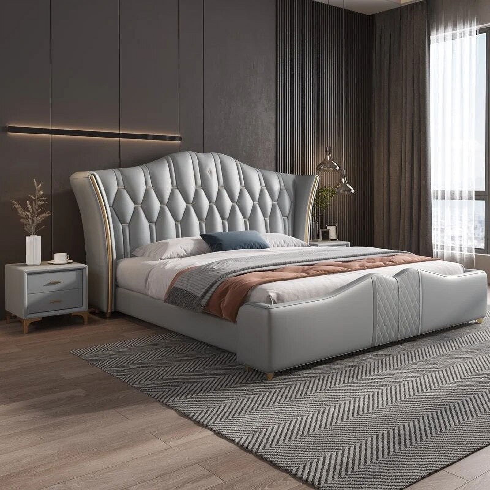 Leather Light Luxury Master Bedroom 1.8 M Wedding Bed Modern Simple Double Bed High-end Storage 1.5 M High Box Soft Bed