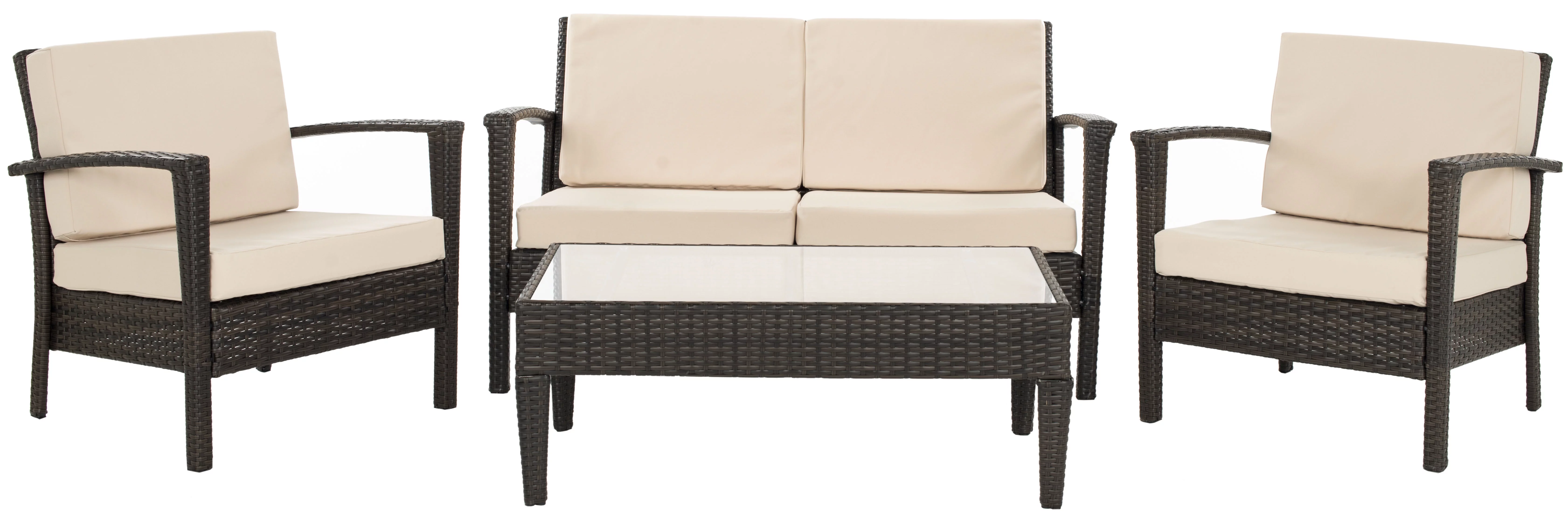 Safavieh Piscataway Outdoor Contemporary 4 Piece Set with Cushion