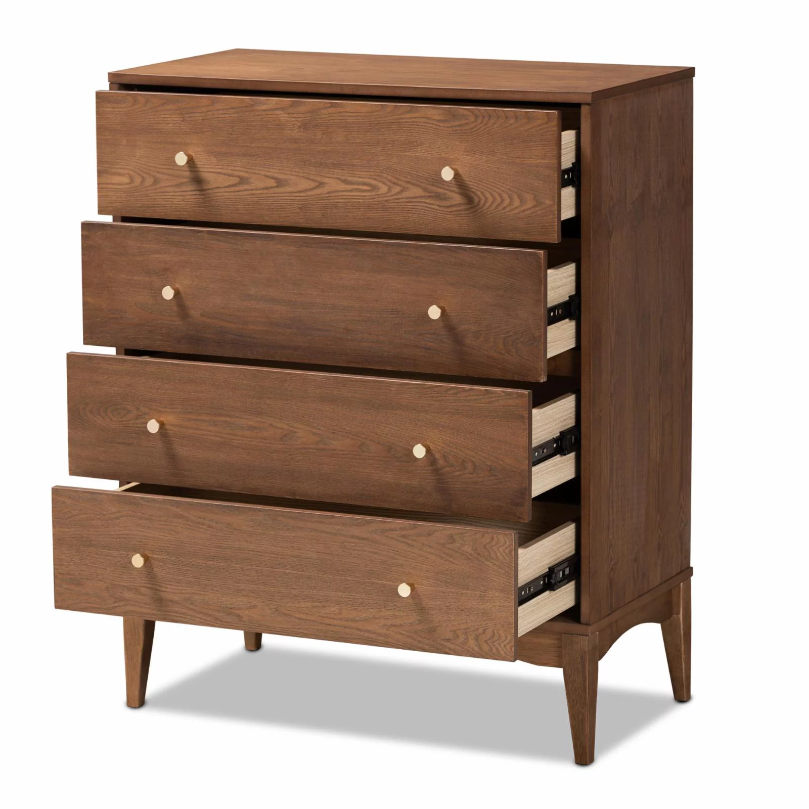 Baxton Studio Landis Mid-Century Modern Ash Walnut Finished Wood 4-Drawer Chest