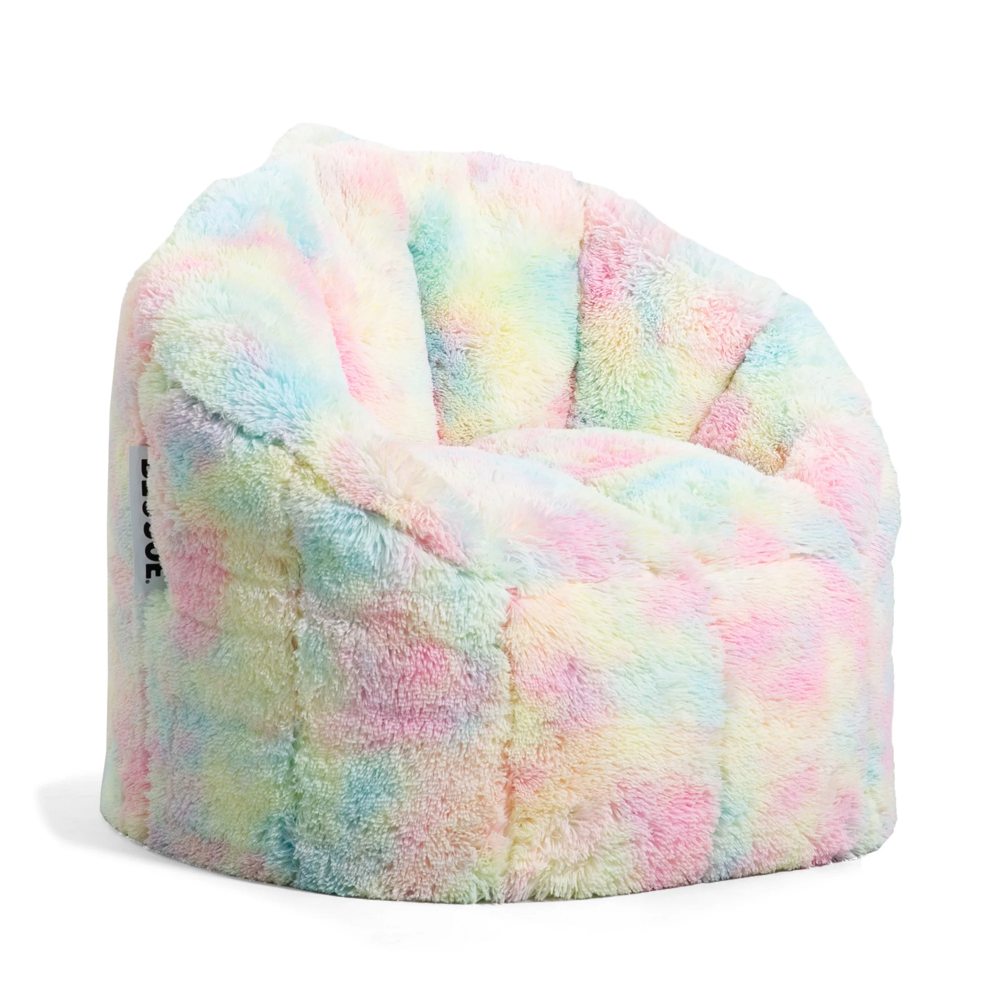 Big Joe Milano Bean Bag Chair, Unicorn Rainbow Tie Dye Plushie Fur, Soft Faux Fur, 2.5 feet
