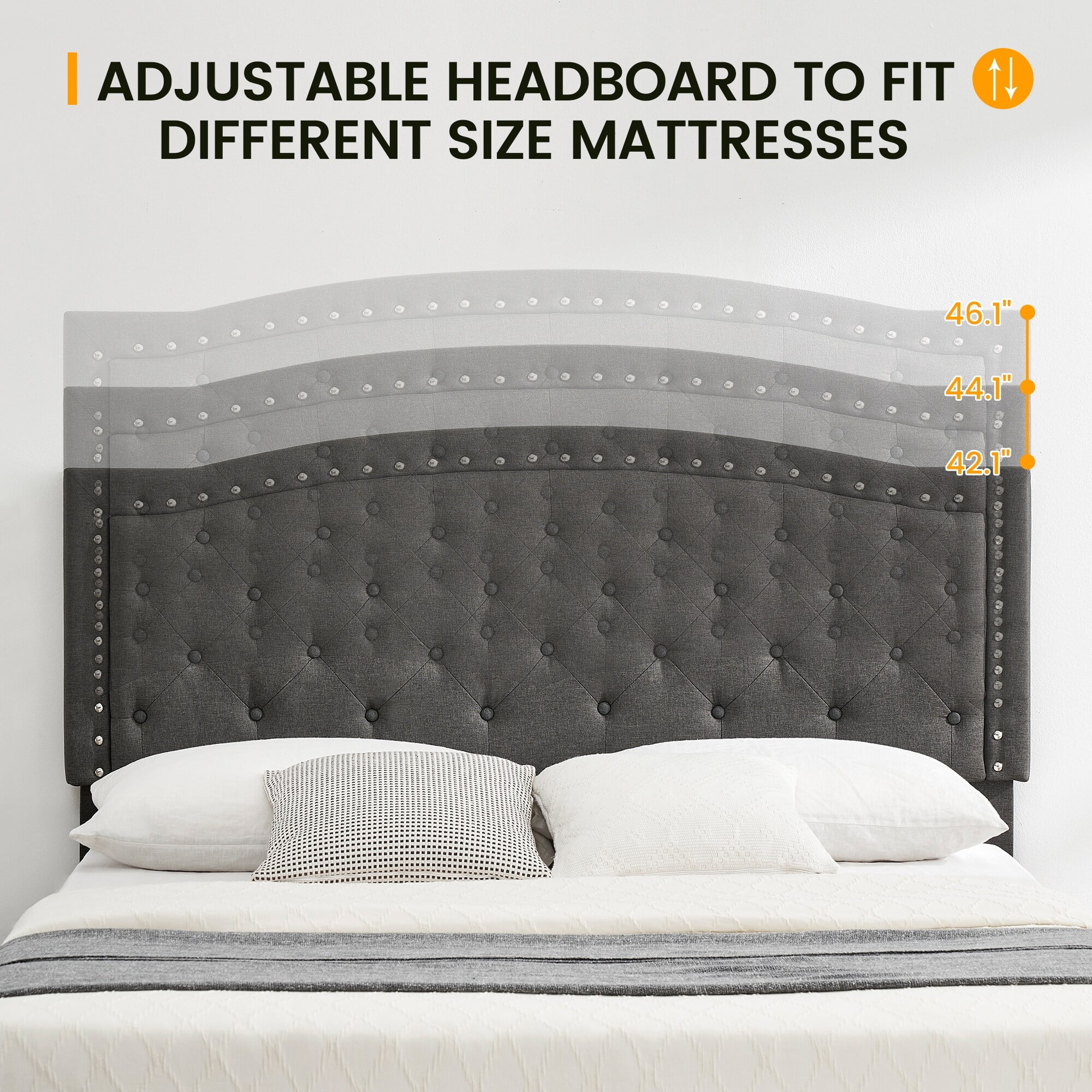 Bed Frame with Button Tufted Headboard