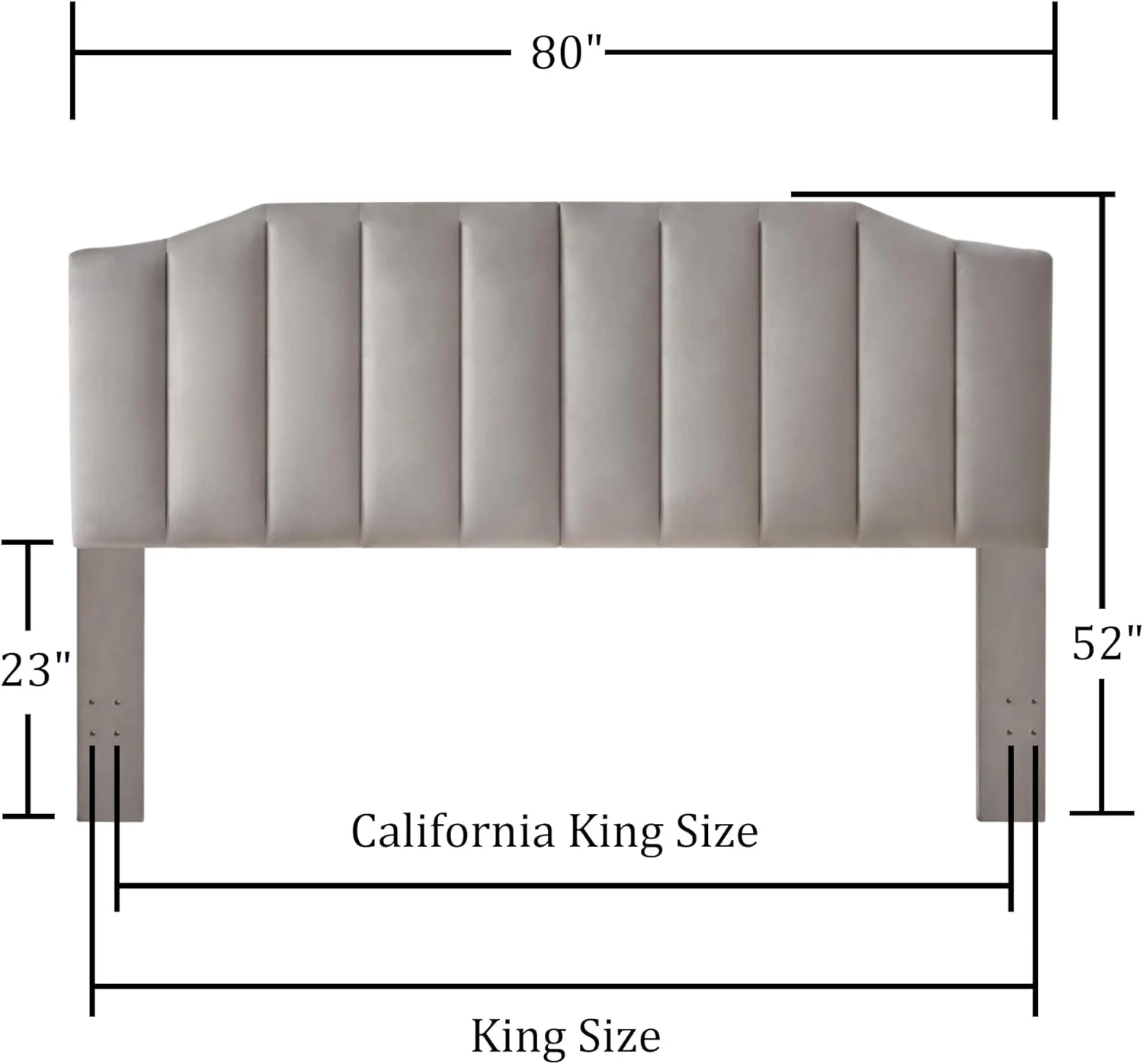 Velvet Upholstered King/Cal King Headboard, Tufted Headboard for King/Cal King Bed, Modern Vertical Channel Design with Curved Tufted Solid Wood Head Board and Luxury Soft Padded, Gray
