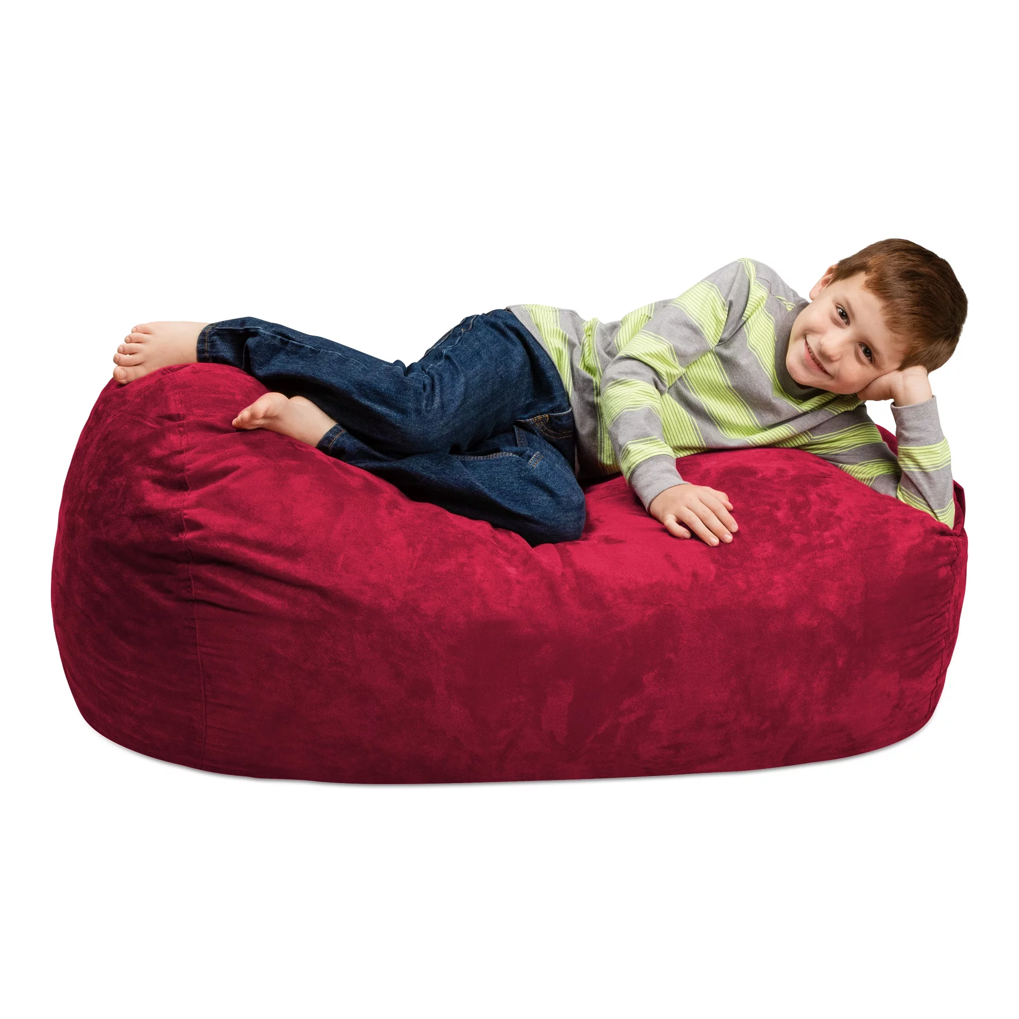 Chill Sack Bean Bag Chair, Memory Foam Lounger with Microsuede Cover, Kids, 4 ft, Cinnabar