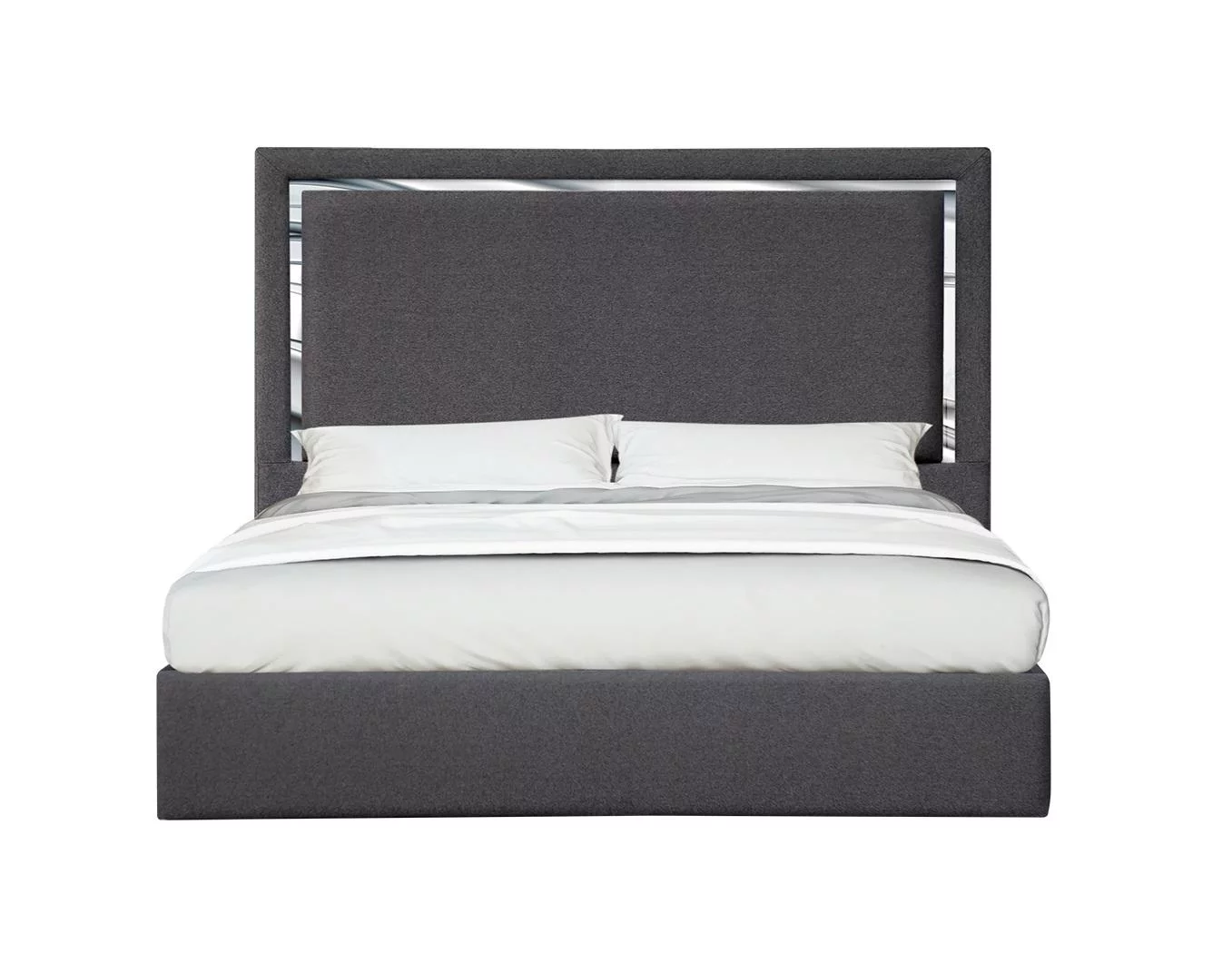 Charcoal Woven Canvas Fabric King Platform Bed Contemporary J&M Monet