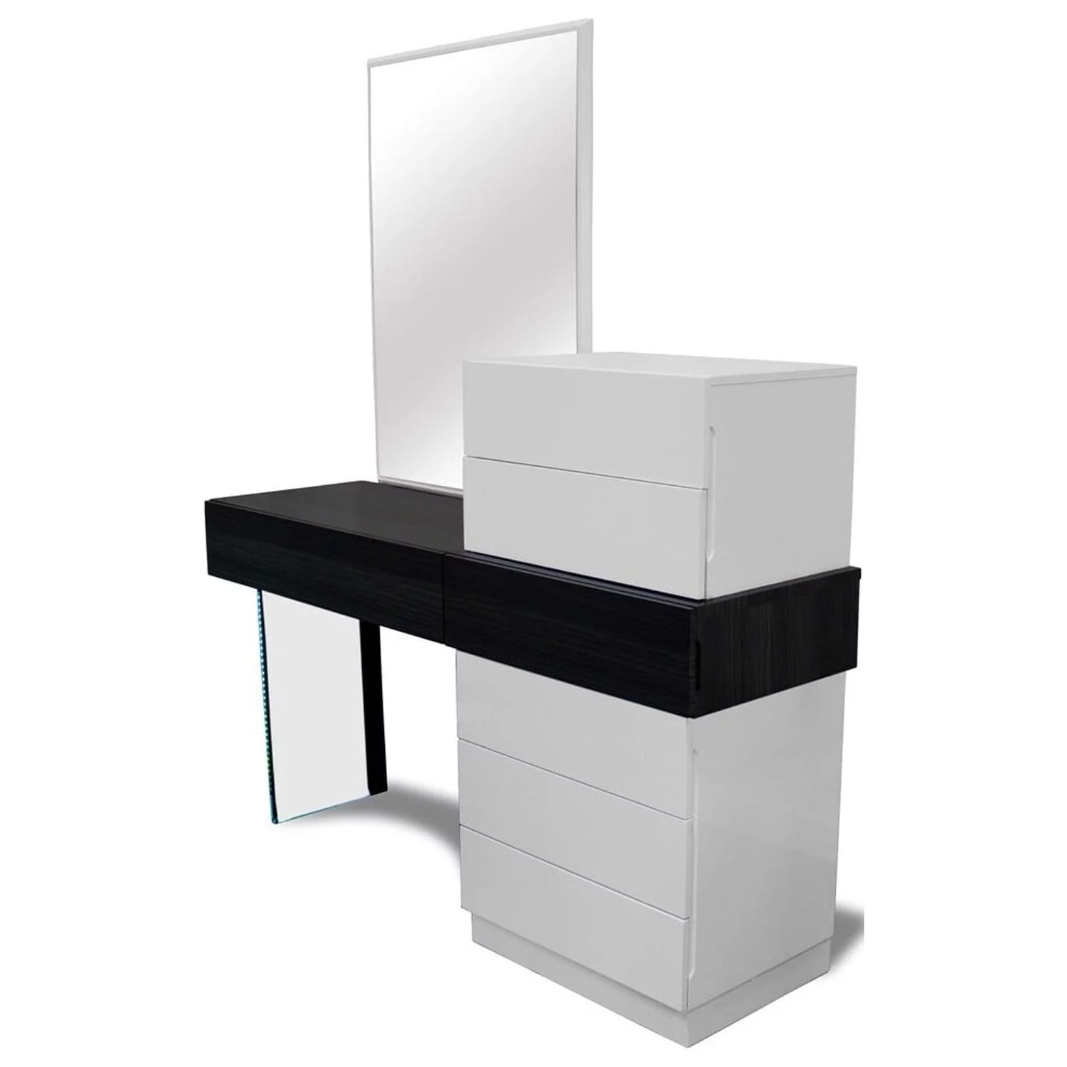 Best Master Ireland 2-Piece Wood & Glass Dresser With Mirror Set in White/Gray