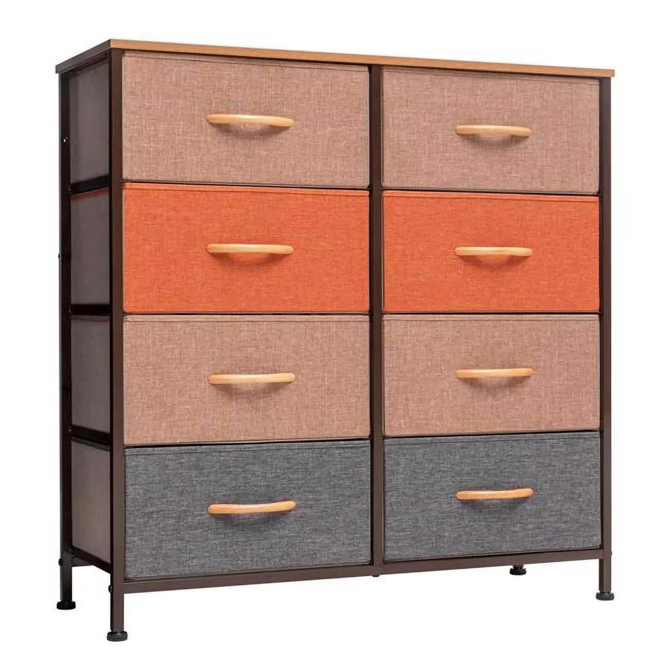 HomeRoots 484689 32 in. Steel, Fabric Eight Drawer Chest