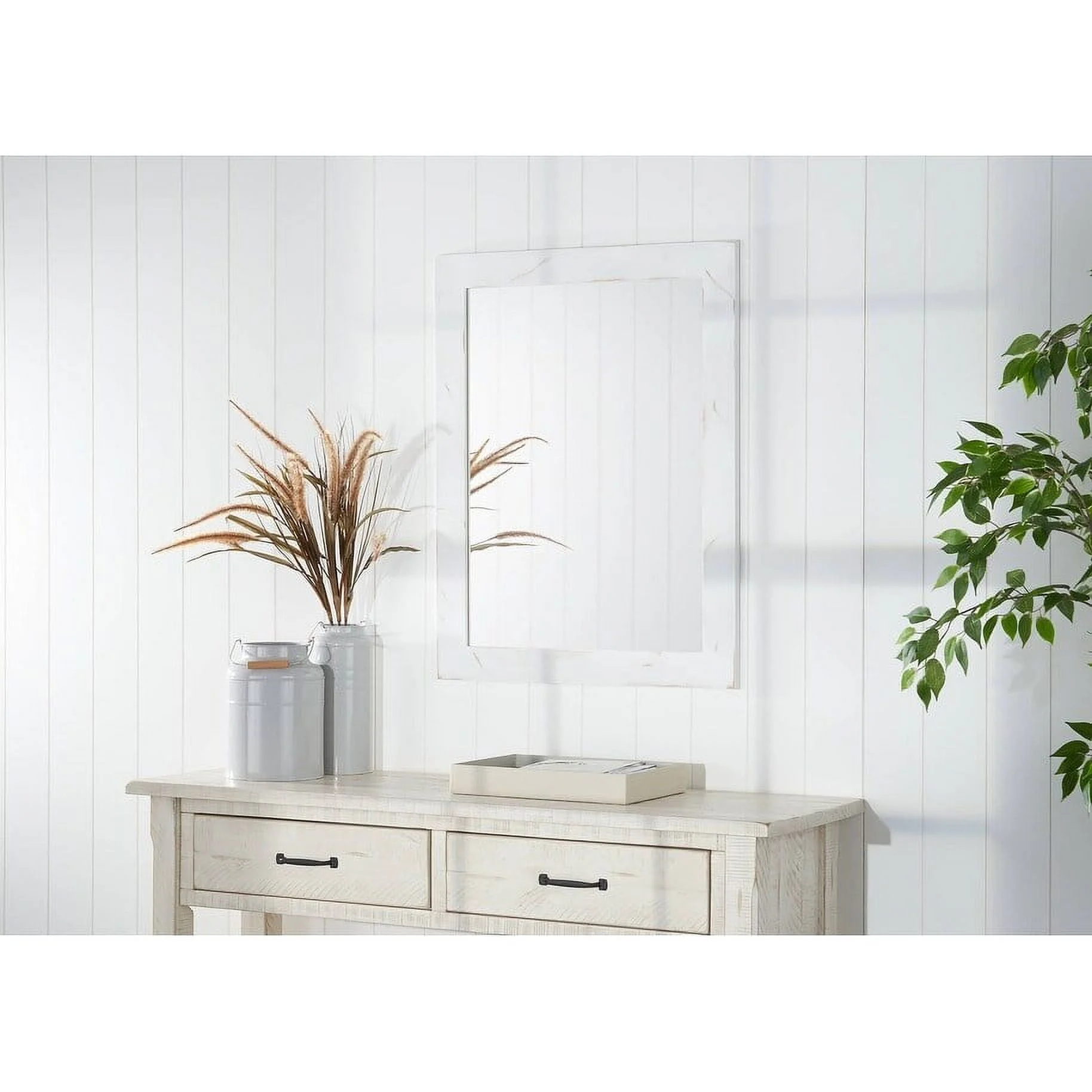 Trinity DRAKESTONE 24x31 Farmhouse Vanity Mirror White Wash