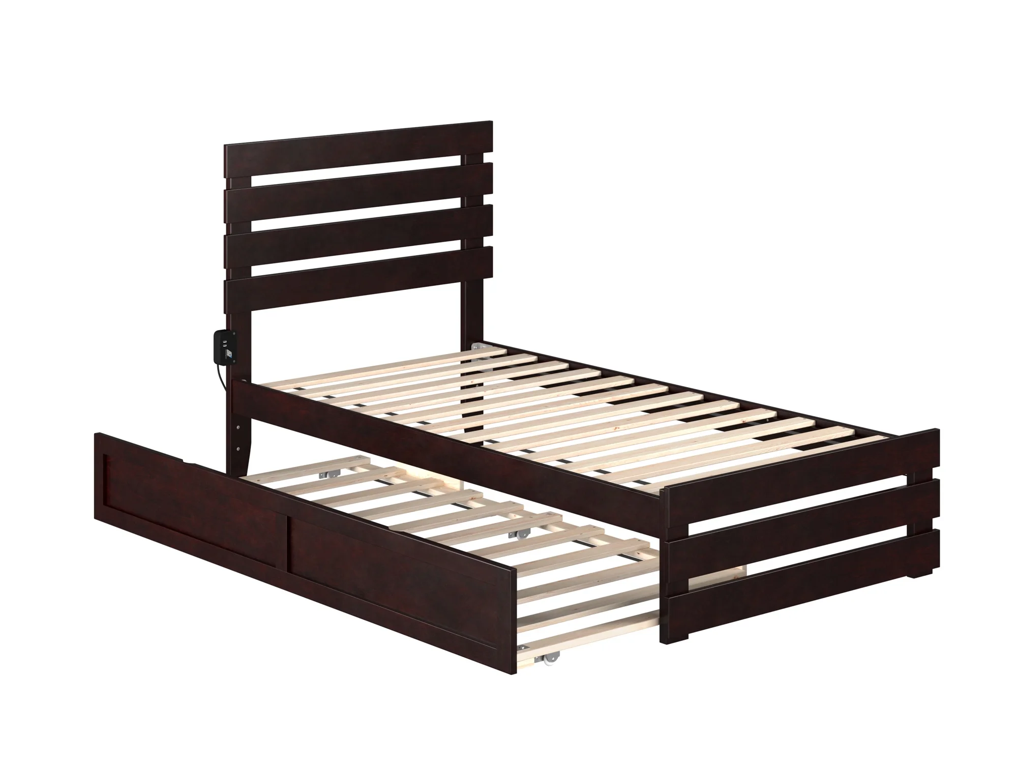 AFI Oxford Twin Wood Platform Bed with Headboard Footboard & Twin XL Trundle, Espresso