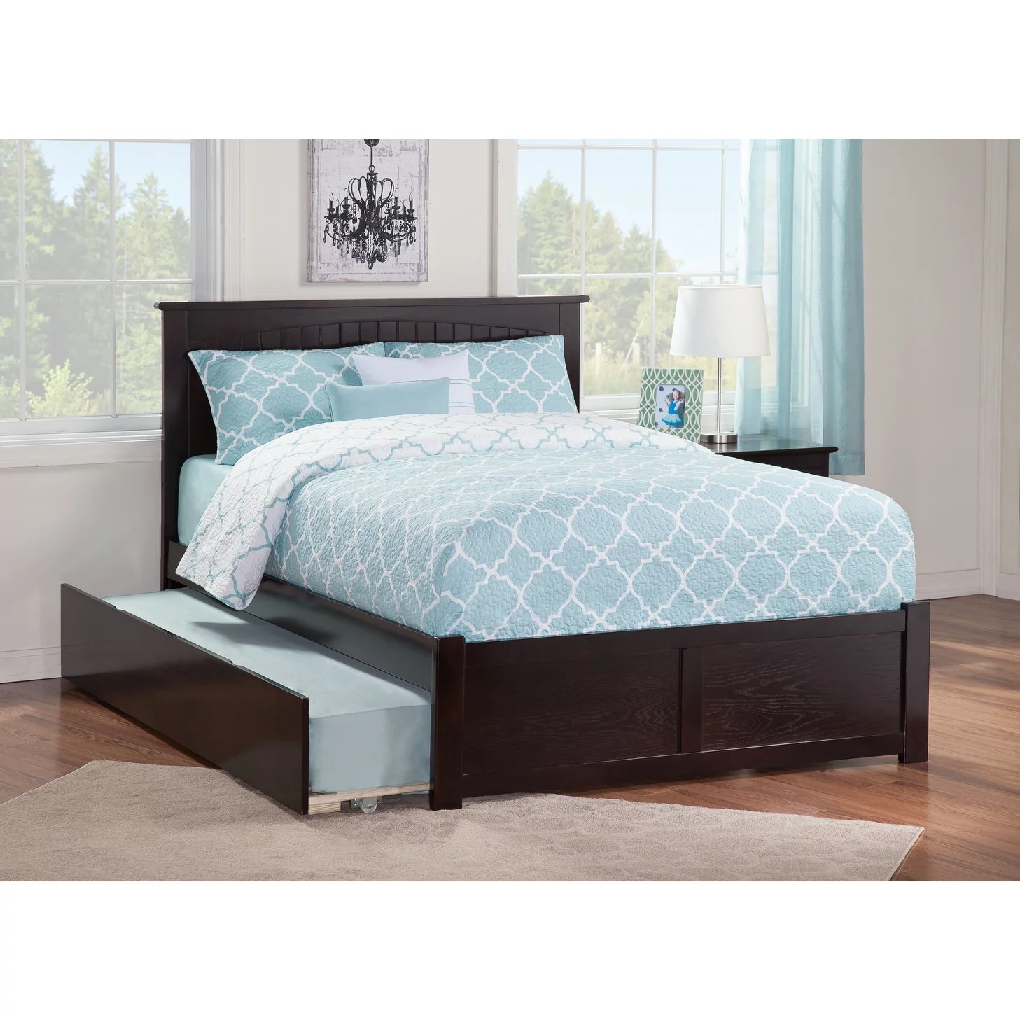 AFI Nantucket Twin Platform Bed with Footboard and Twin Trundle in Espresso